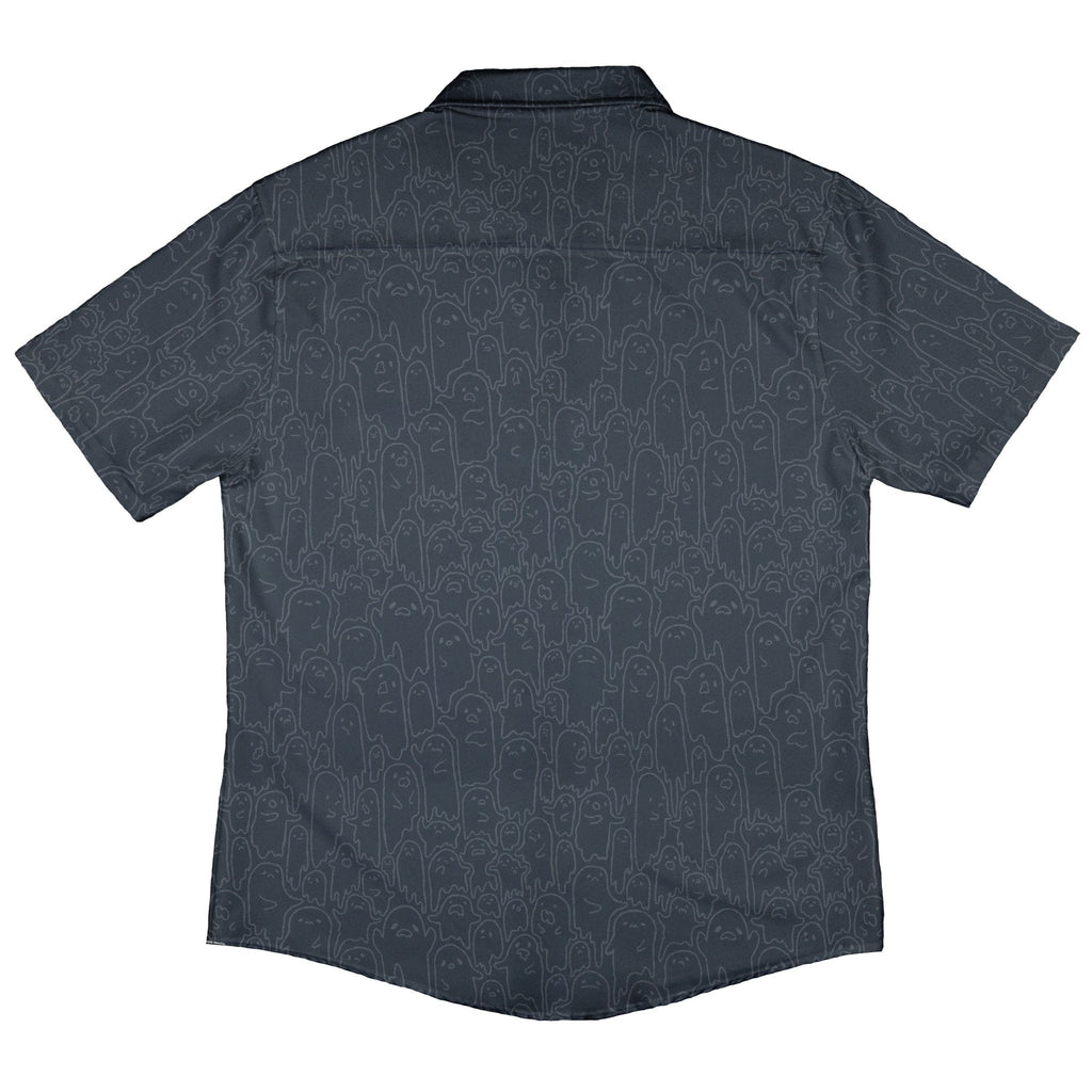 Ghost Wall Charcoal Blue Button Up Shirt Geek Nerd 0925 adult sizing All Adult Button Up Shirts