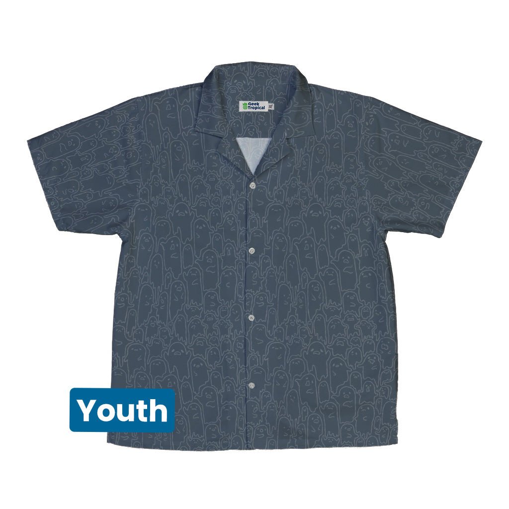 Ghost Wall Charcoal Blue Youth Hawaiian Shirt Geek Nerd 0925 Design by Ardi Tong Fantasy Prints