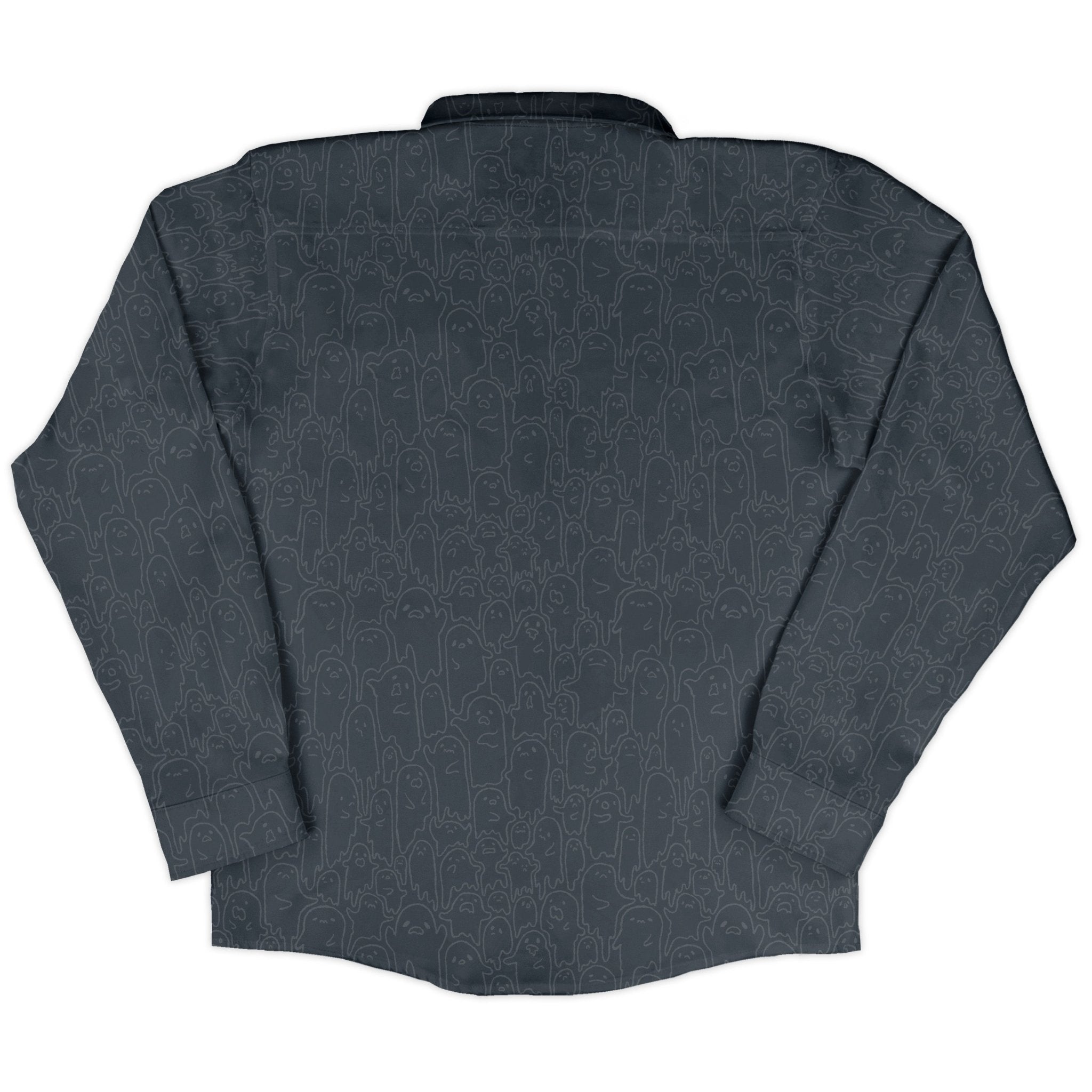 Ghost Wall Charcoal Blue Long Sleeve Button Up Shirt Geek Nerd 0925 adult sizing All Adult Button Up Shirts