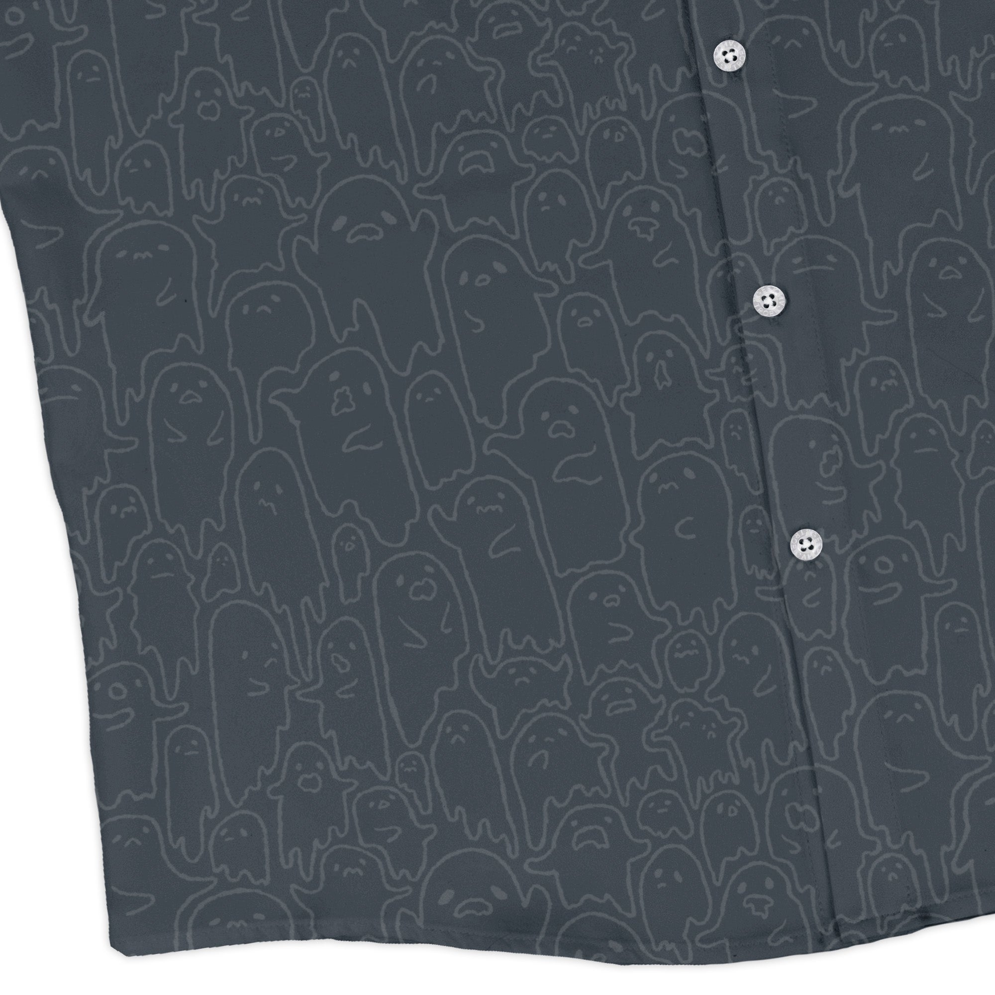 Ghost Wall Charcoal Blue Long Sleeve Button Up Shirt Geek Nerd 0925 adult sizing All Adult Button Up Shirts