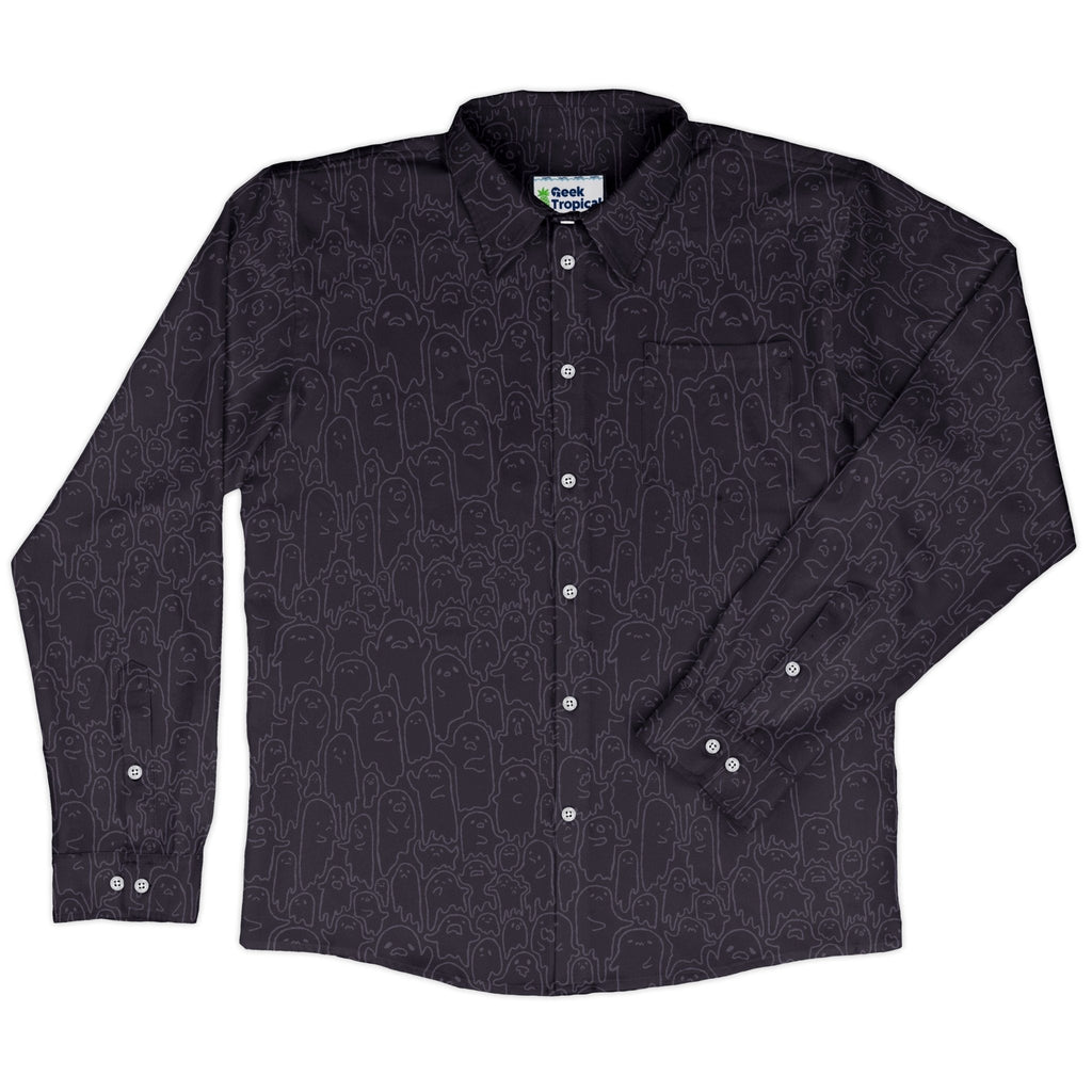 Ghost Wall Purple Long Sleeve Button Up Shirt Geek Nerd 0925 adult sizing All Adult Button Up Shirts