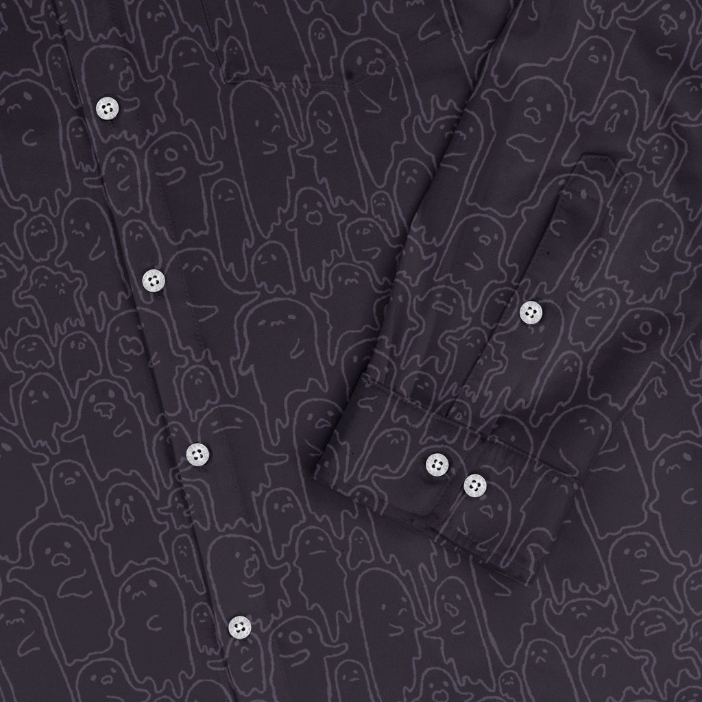 Ghost Wall Purple Long Sleeve Button Up Shirt Geek Nerd 0925 adult sizing All Adult Button Up Shirts