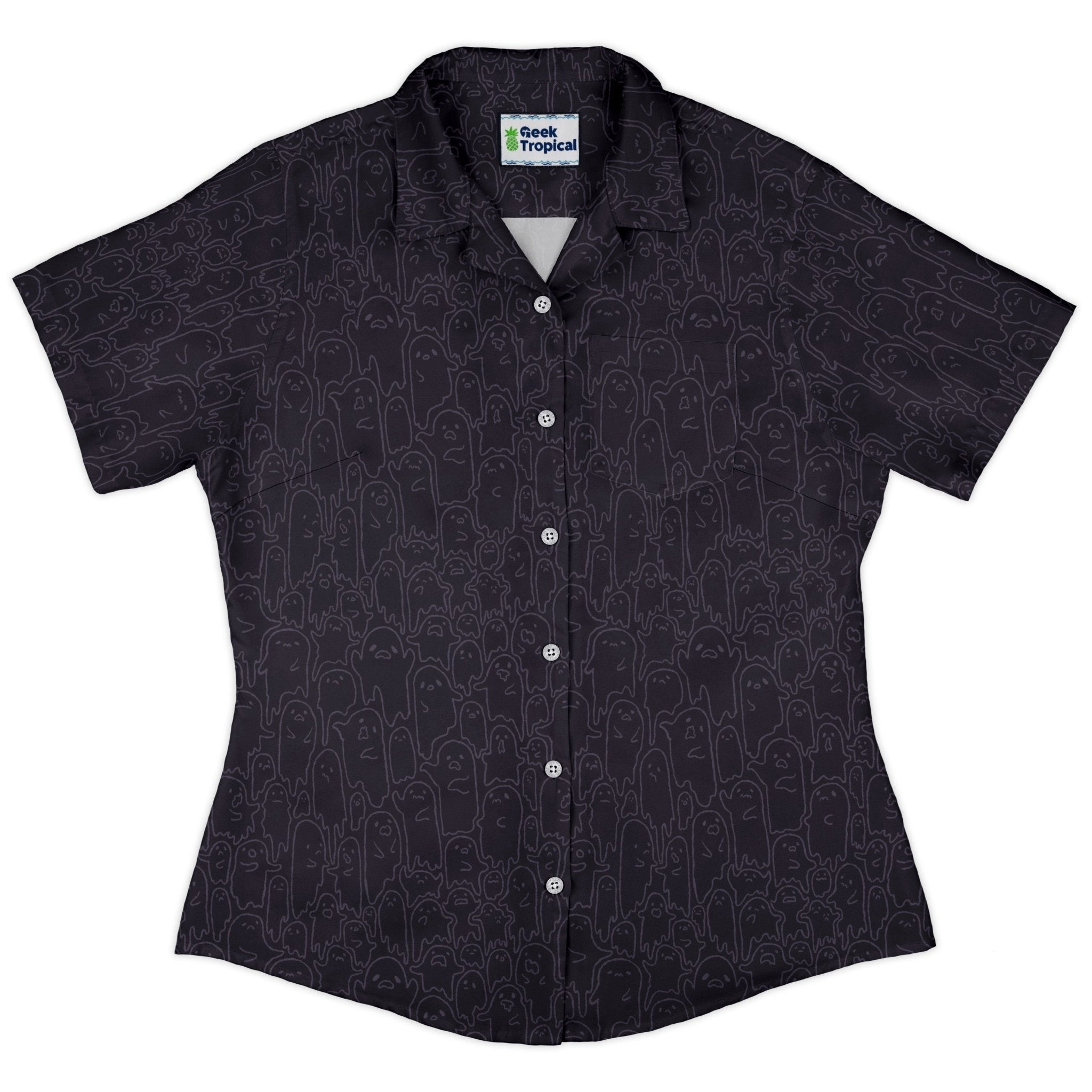 Ghost Wall Purple Curvy Button Up Shirt Geek Nerd 0925 All Adult Button Up Shirts Design by Ardi Tong