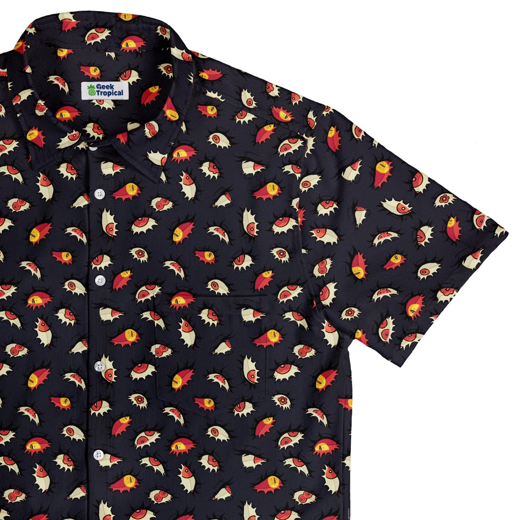 Ghoul Eyes Button Up Shirt Geek Nerd adult sizing halloween q4