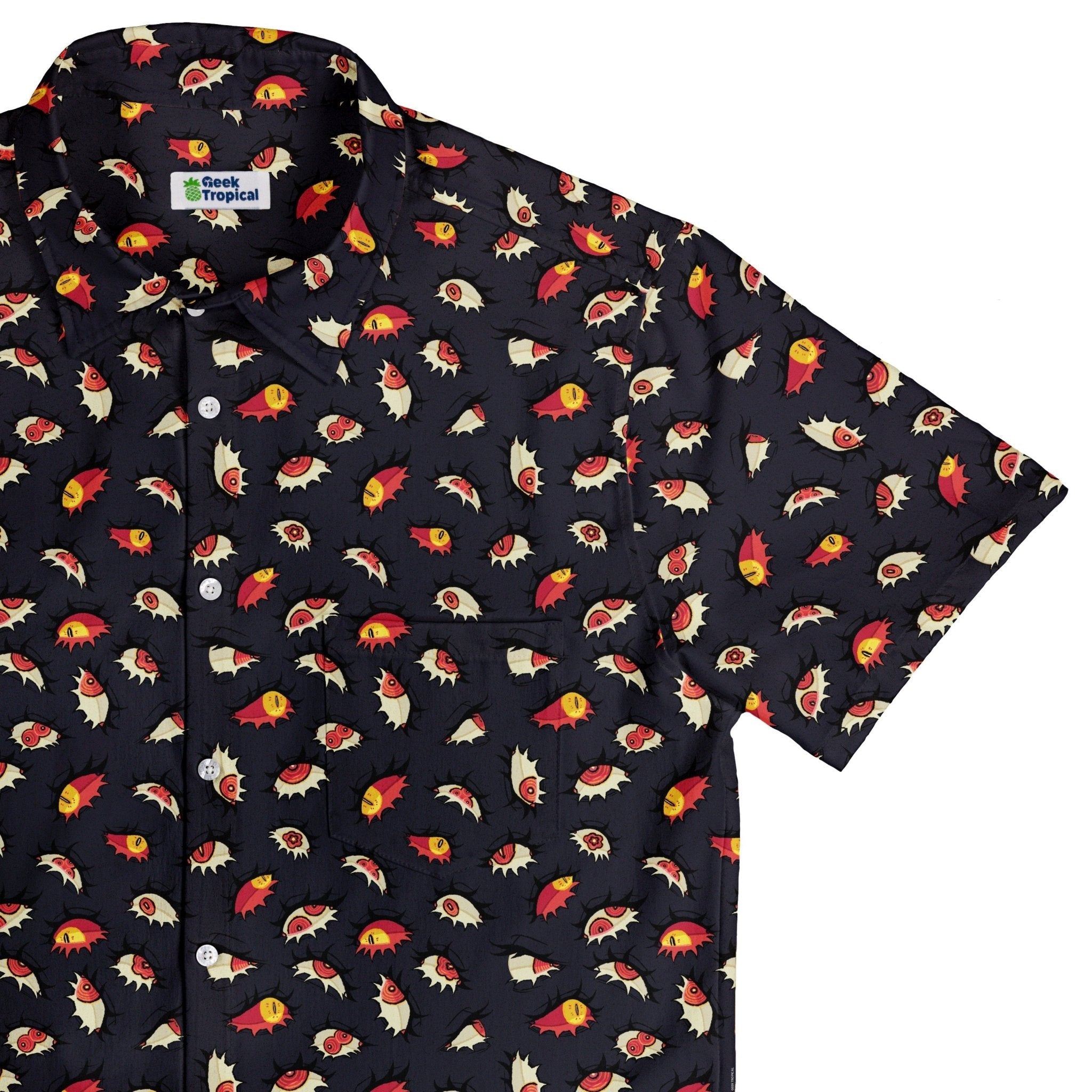 Ghoul Eyes Button Up Shirt Geek Nerd adult sizing halloween q4