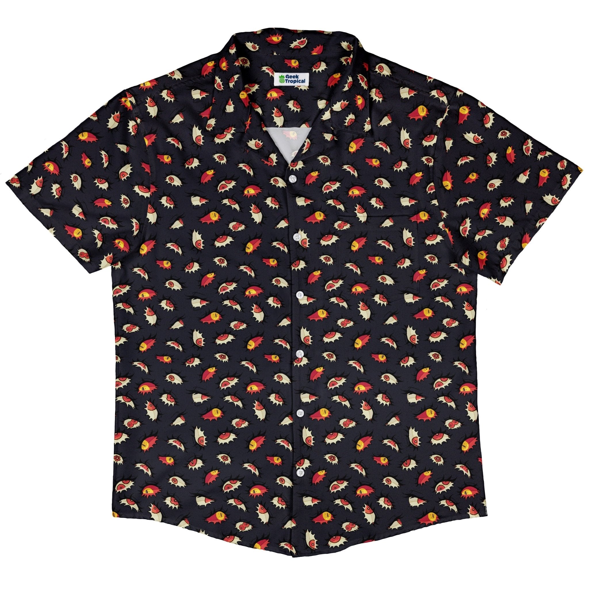 Ghoul Eyes Button Up Shirt Geek Nerd adult sizing halloween q4