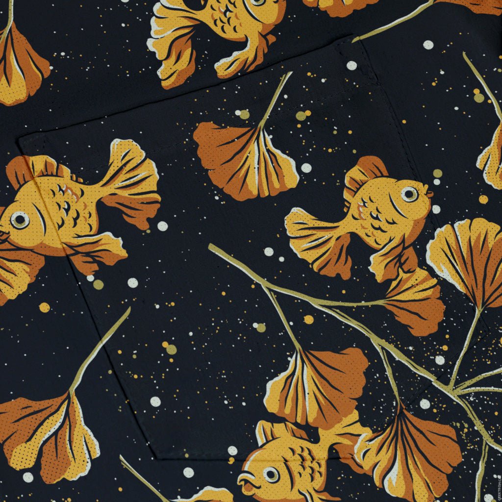 Ginkgo Golden Fish Button Up Shirt Geek Nerd 0925 adult sizing All Adult Button Up Shirts