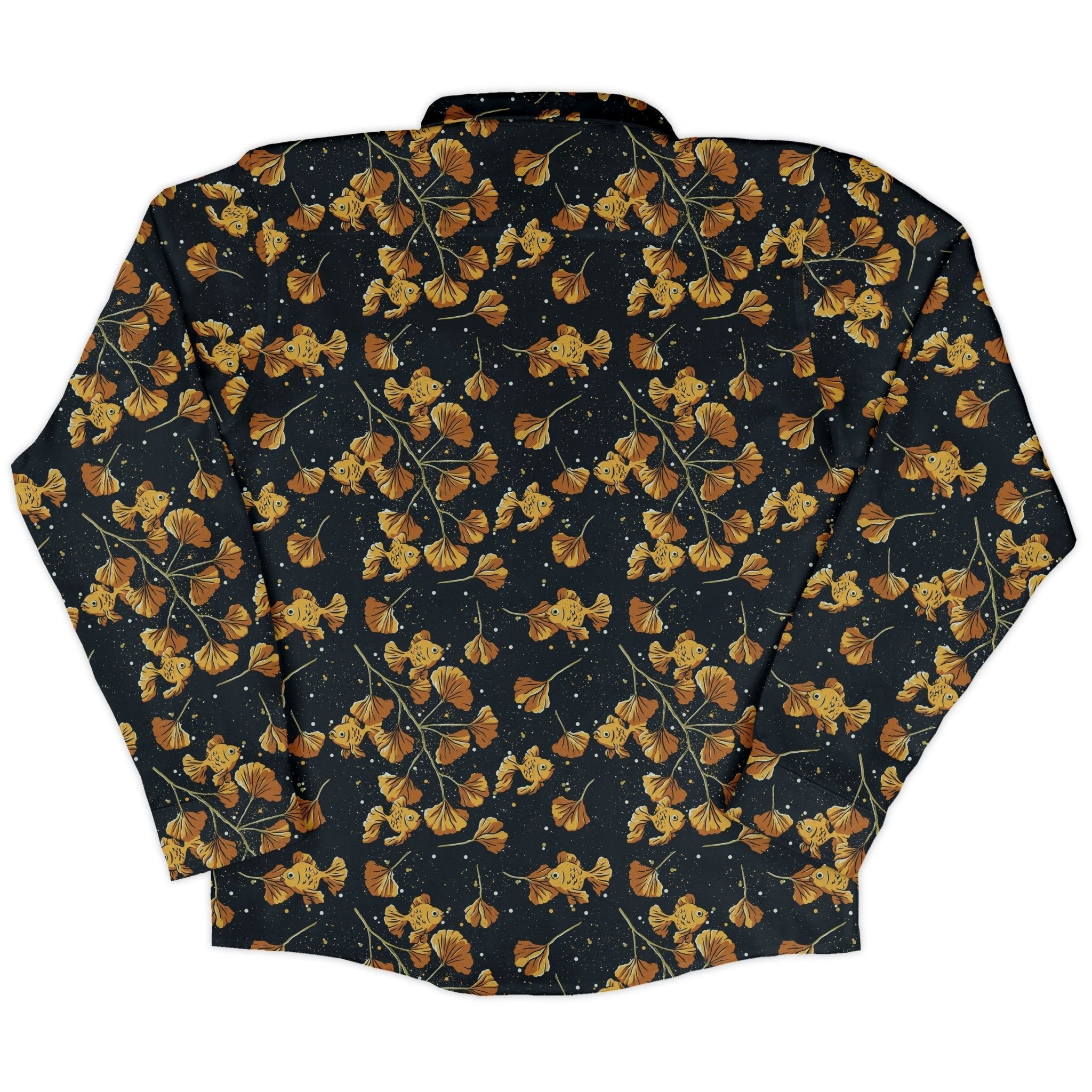 Ginkgo Golden Fish Long Sleeve Button Up Shirt Geek Nerd 0925 adult sizing All Adult Button Up Shirts