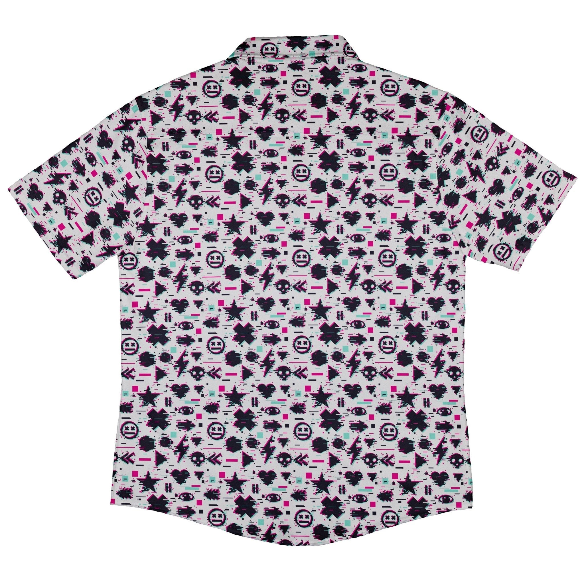 Glitchy Game Effects Video Game Button Up Shirt - adult sizing - video game arcade print -