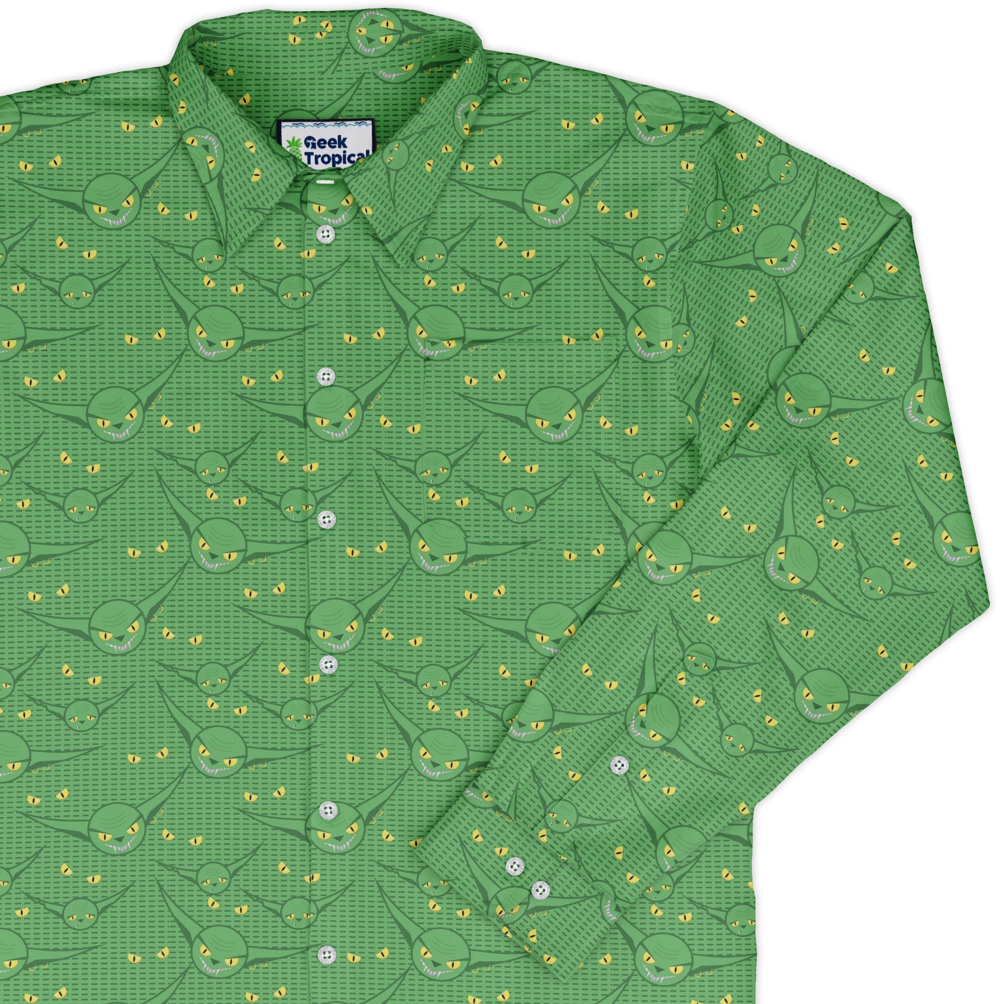 Goblins Long Sleeve Button Up Shirt Geek Nerd adult sizing Design by Heather Davenport Fantasy Prints