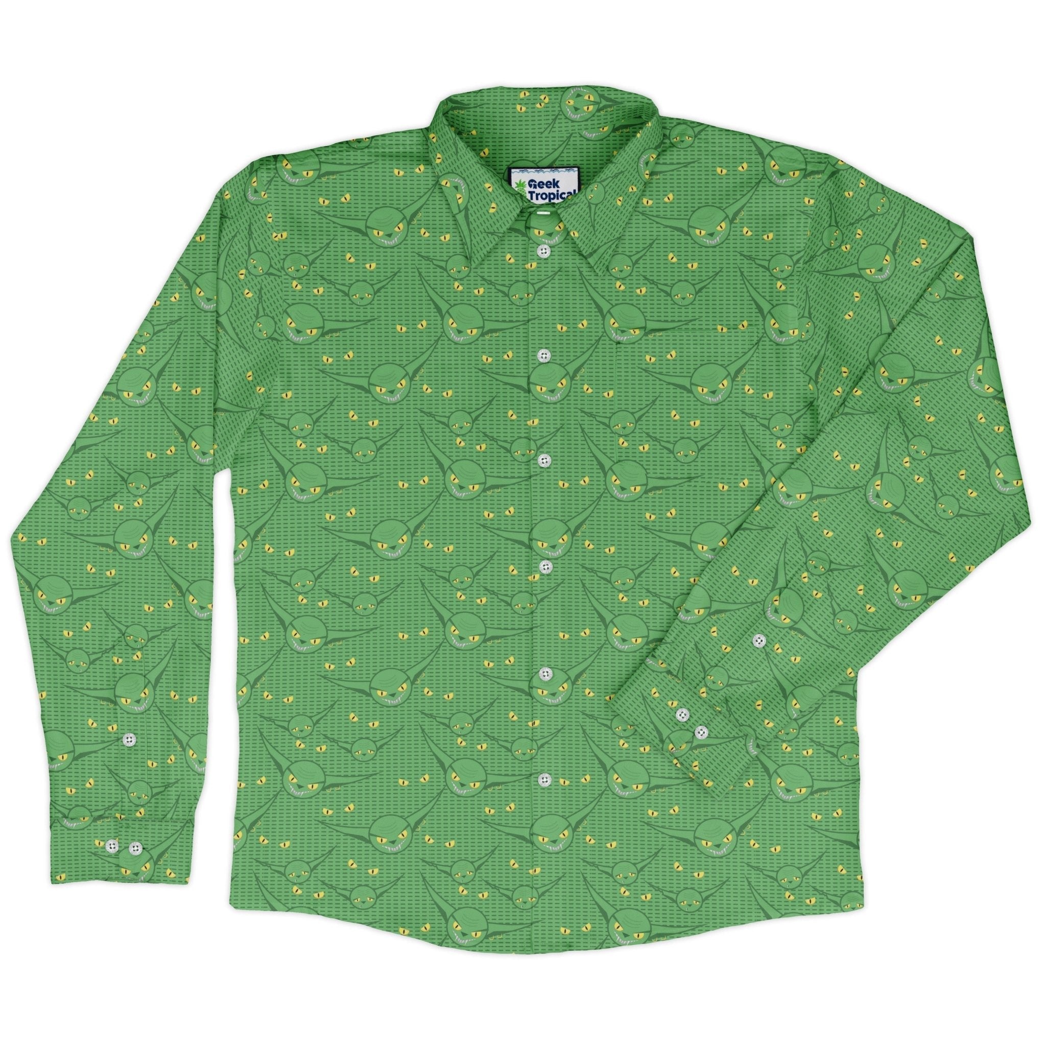 Goblins Long Sleeve Button Up Shirt Geek Nerd adult sizing Design by Heather Davenport Fantasy Prints