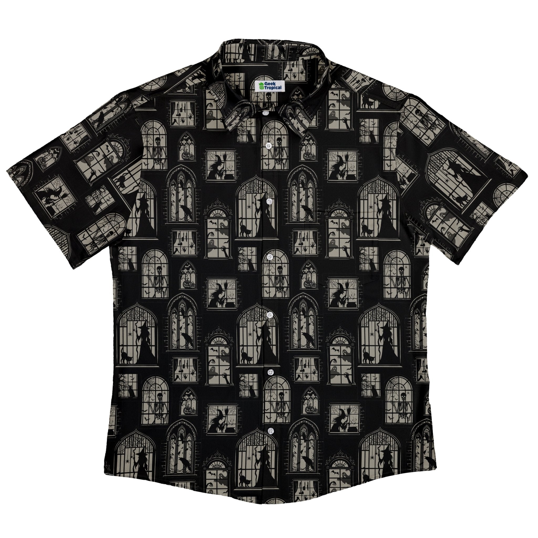 Gothic Windows Button Up Shirt Geek Nerd 0925 adult sizing All Adult Button Up Shirts