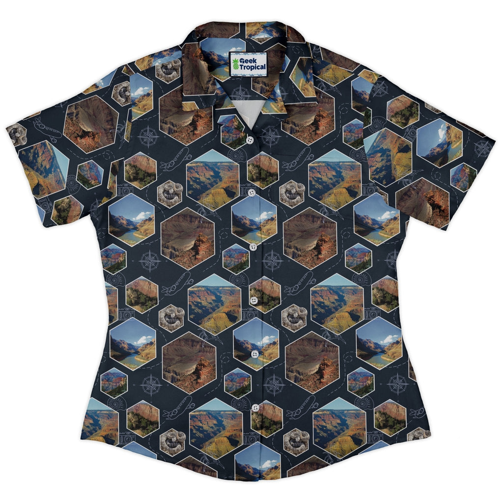 Grand Canyon Wonder Curvy Button Up Shirt Geek Nerd 0925 All Adult Button Up Shirts Designs by Nathan