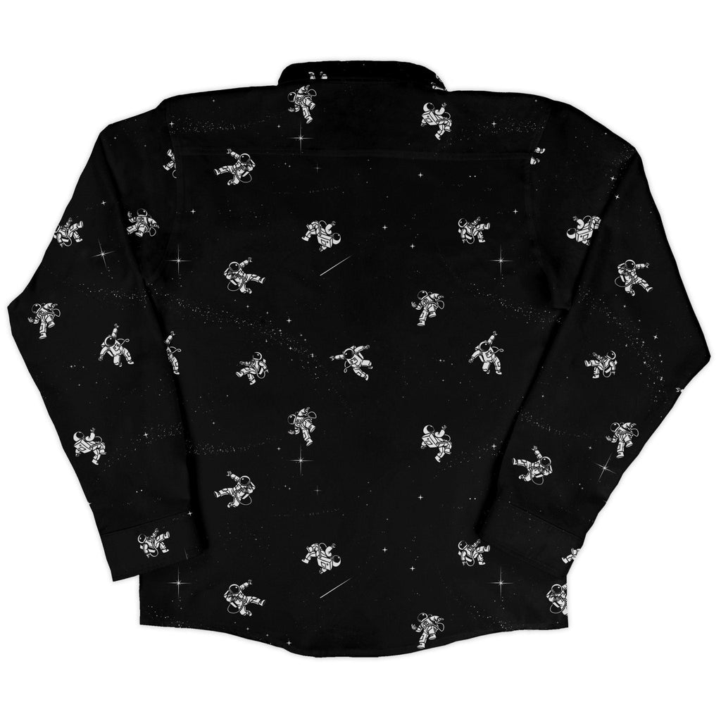 Gravity Reloaded Space Long Sleeve Button Up Shirt Geek Nerd adult sizing Design by Tobe Fonseca FLOW DESC WRITING