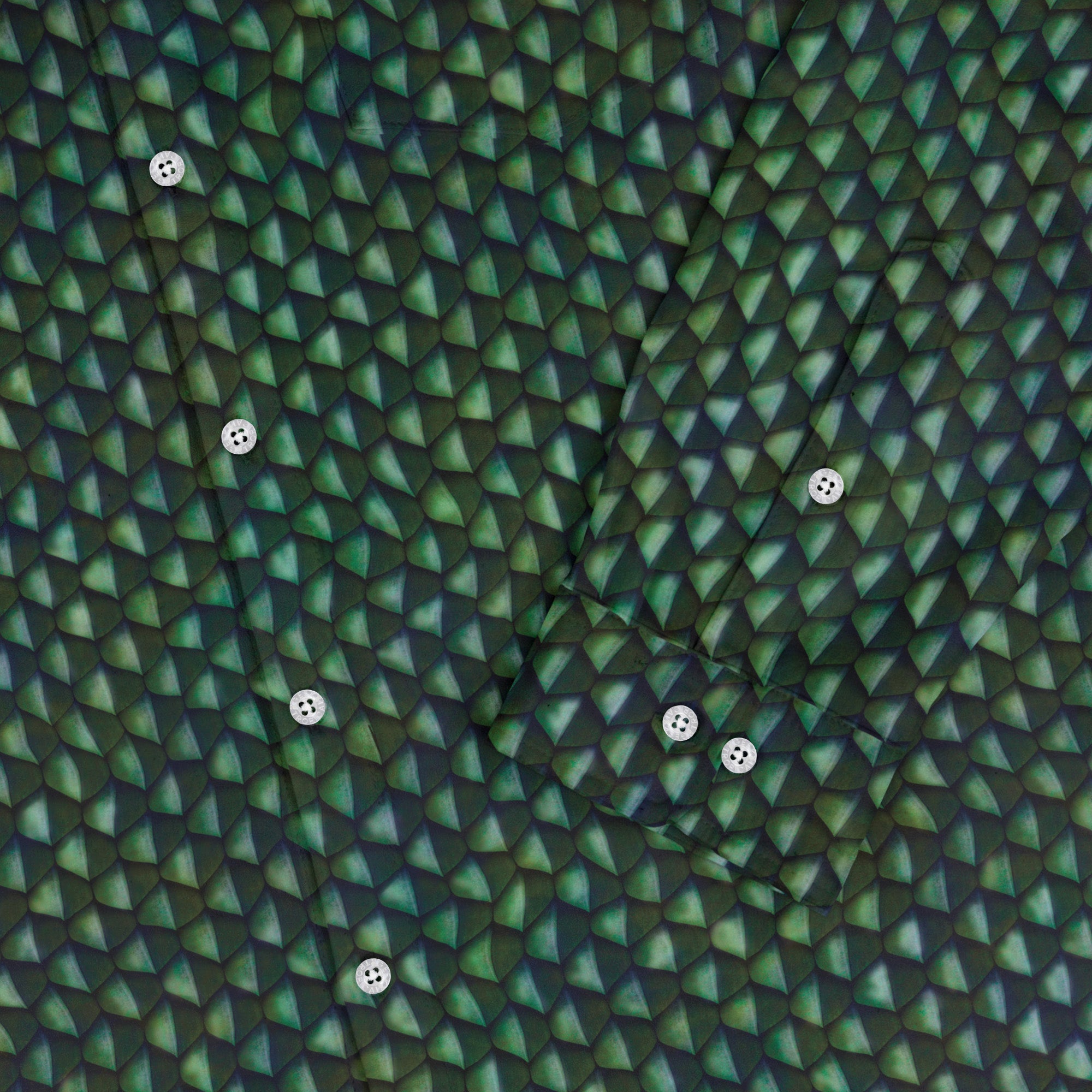 Green Dragon Scales Long Sleeve Button Up Shirt Geek Nerd adult sizing Designs by Nathan dnd & rpg print