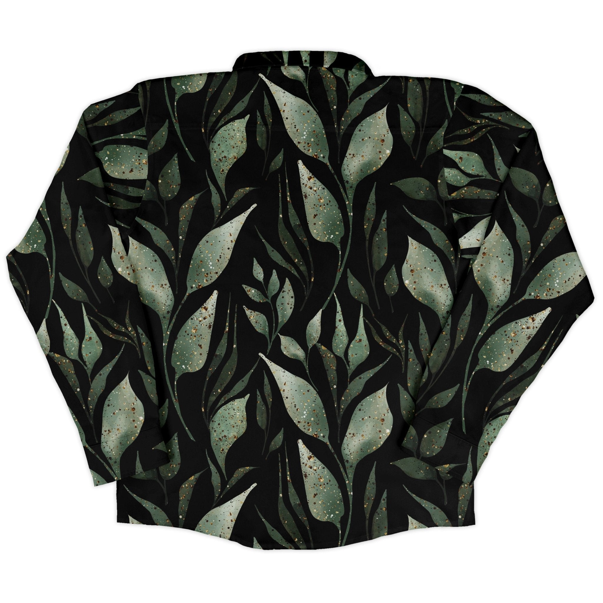 Growing Leaves Metallic Specs Long Sleeve Button Up Shirt Geek Nerd adult sizing Botany Print FLOW DESC WRITING