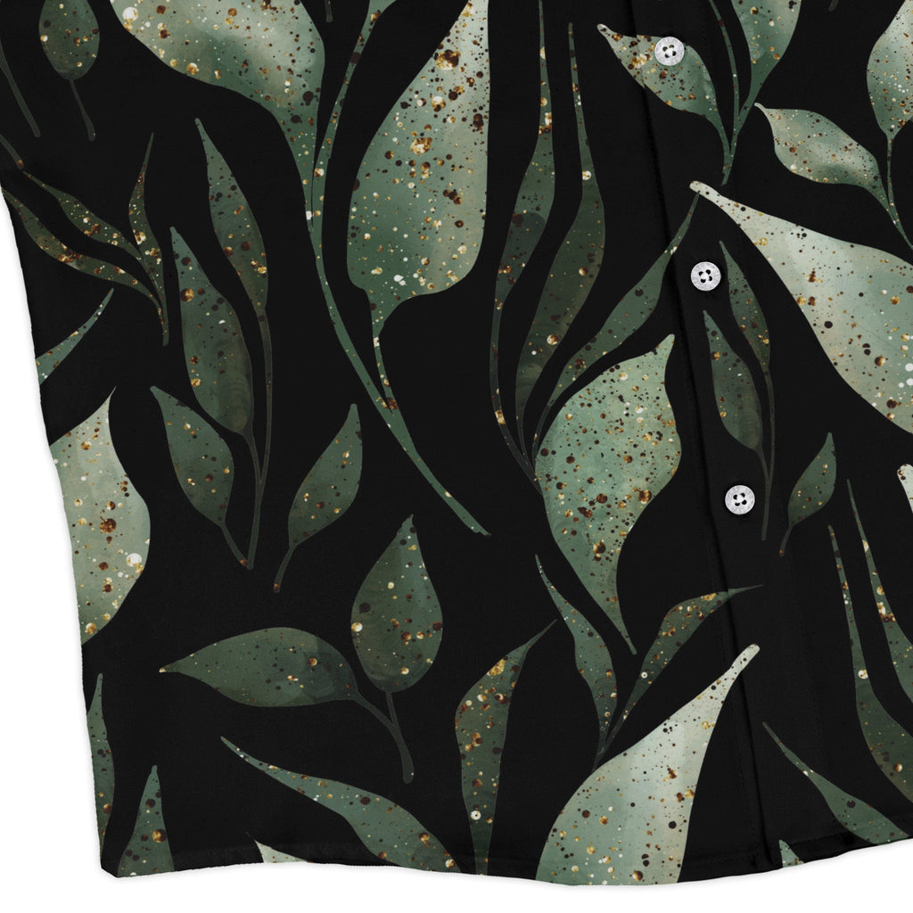 Growing Leaves Metallic Specs Long Sleeve Button Up Shirt Geek Nerd adult sizing Botany Print FLOW DESC WRITING