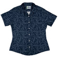 Guitar Blossoms Blue Curvy Button Up Shirt Geek Nerd Design by Dunking Toast music print women