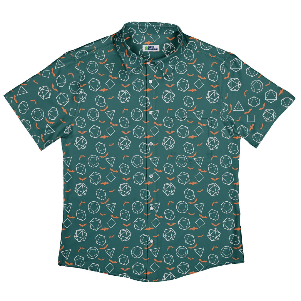 Halloween DND Dice Button Up Shirt Geek Nerd adult sizing Design by Heather Davenport dnd & rpg print
