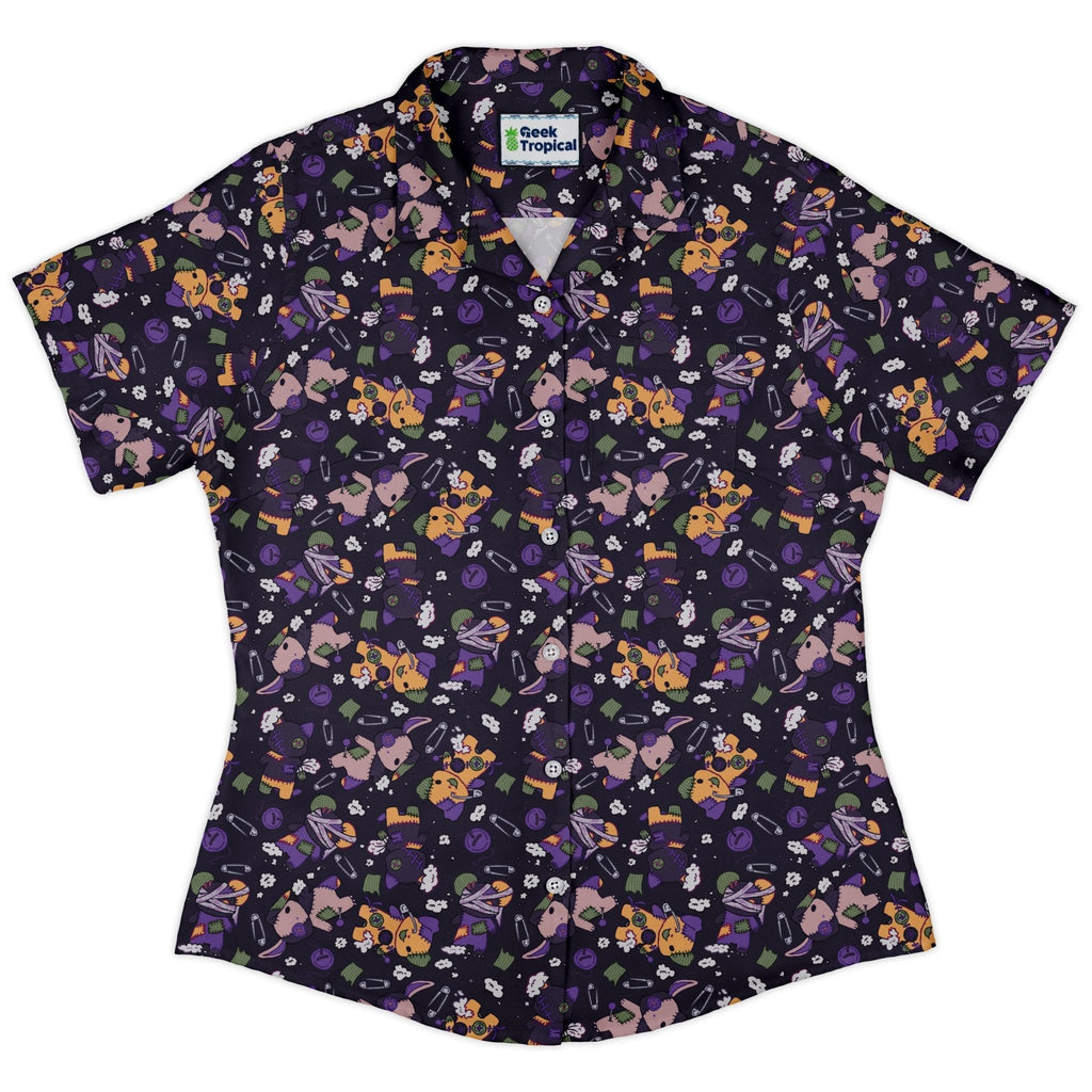 Haunted Plushies Curvy Button Up Shirt Geek Nerd 0925 All Adult Button Up Shirts Animal Patterns