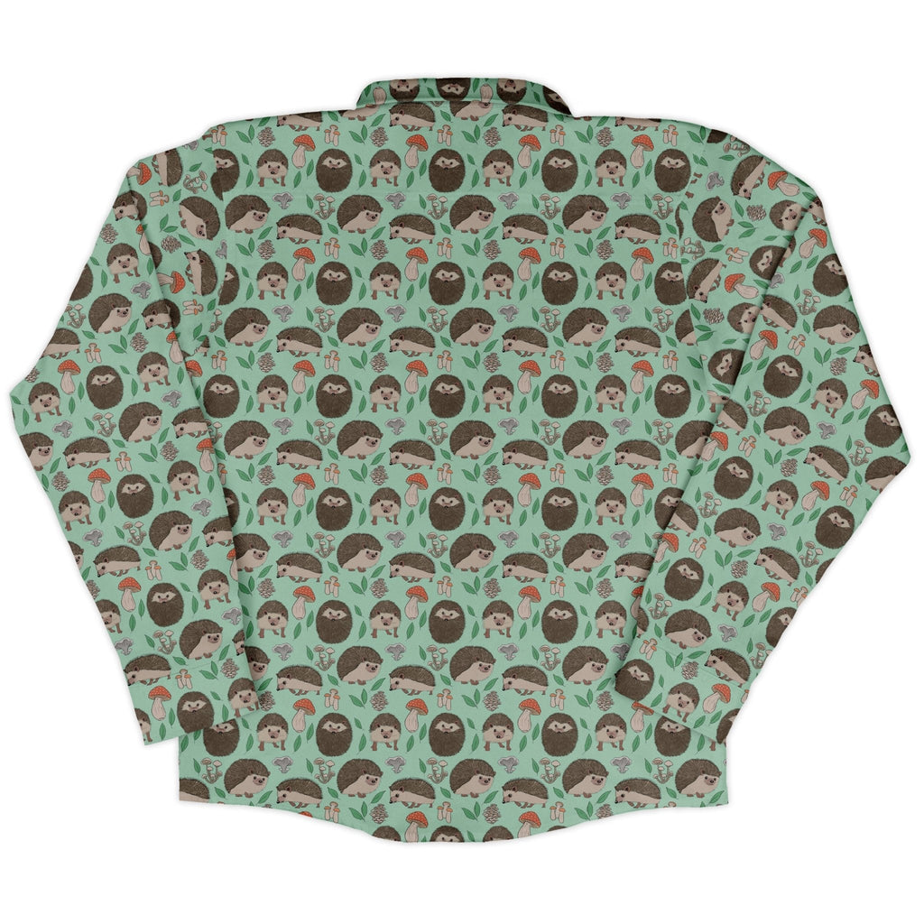 Hedge Hog Garden Adventures Long Sleeve Button Up Shirt Geek Nerd adult sizing animal patterns botany print