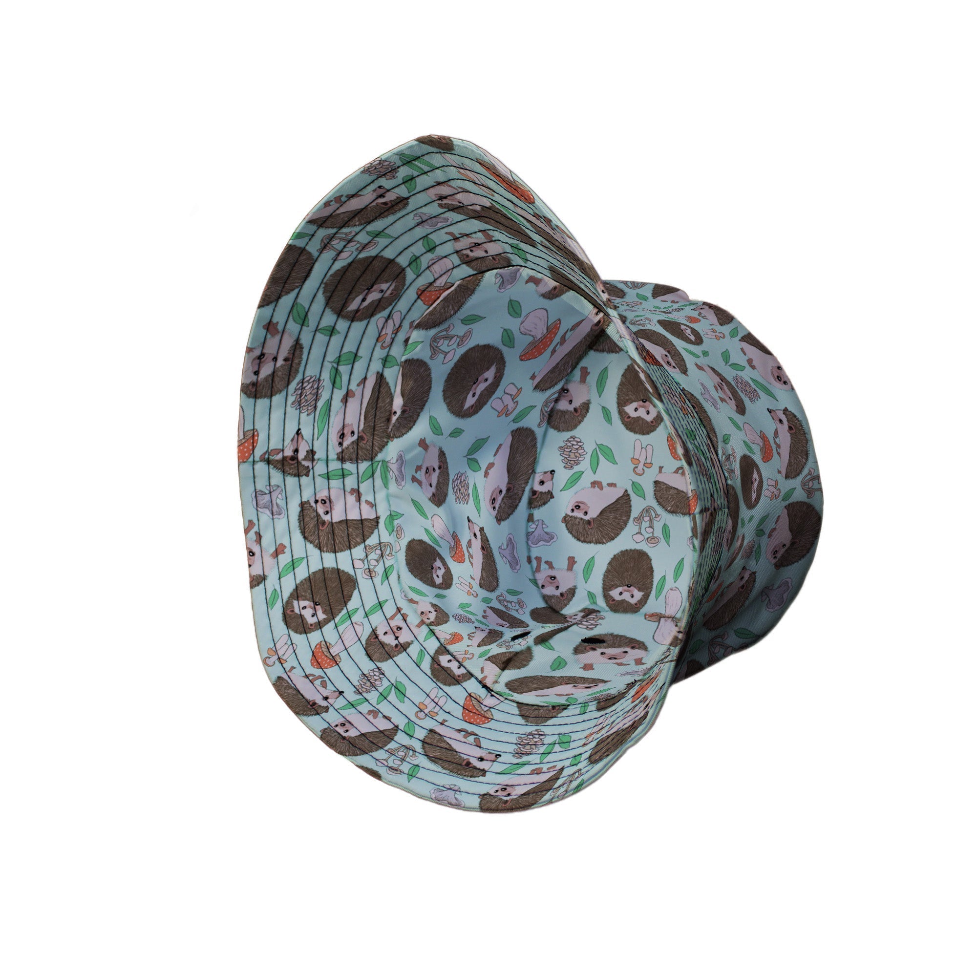Hedge Hog Garden Adventures Bucket Hat Geek Nerd animal patterns botany print Design by Julie Kitzes