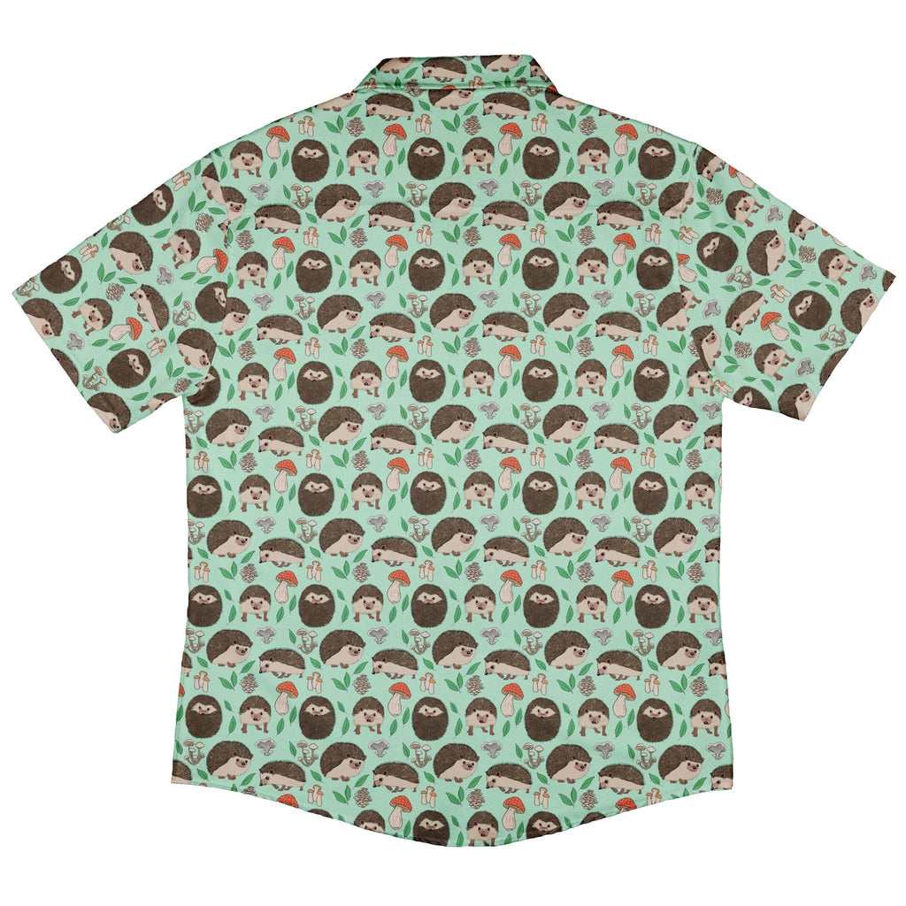 Hedge Hog Garden Adventures Button Up Shirt Geek Nerd adult sizing animal patterns botany print