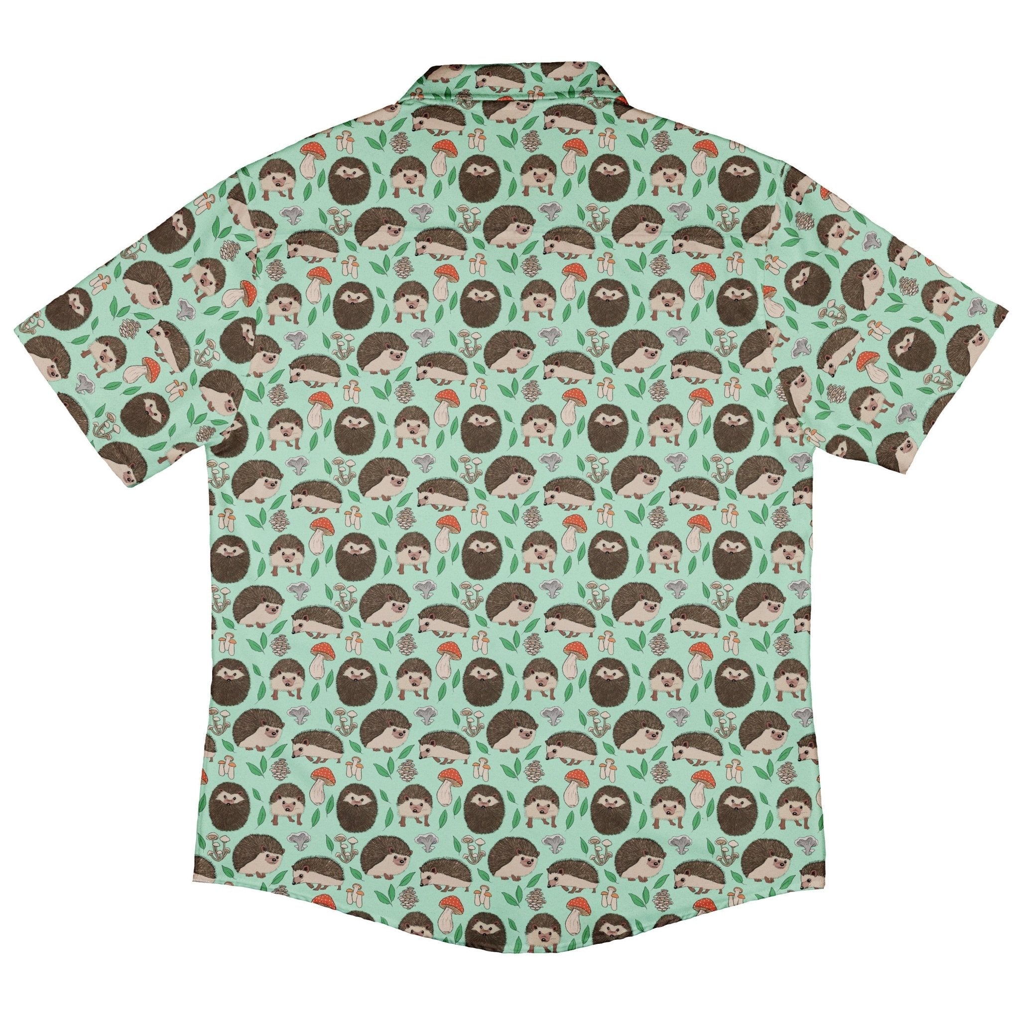 Hedge Hog Garden Adventures Button Up Shirt Geek Nerd adult sizing animal patterns botany print