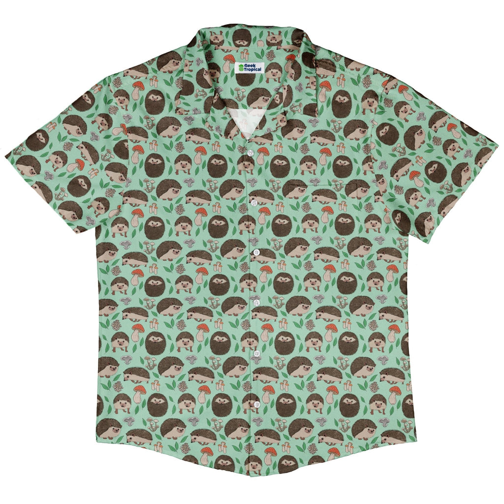 Hedge Hog Garden Adventures Button Up Shirt Geek Nerd adult sizing animal patterns botany print