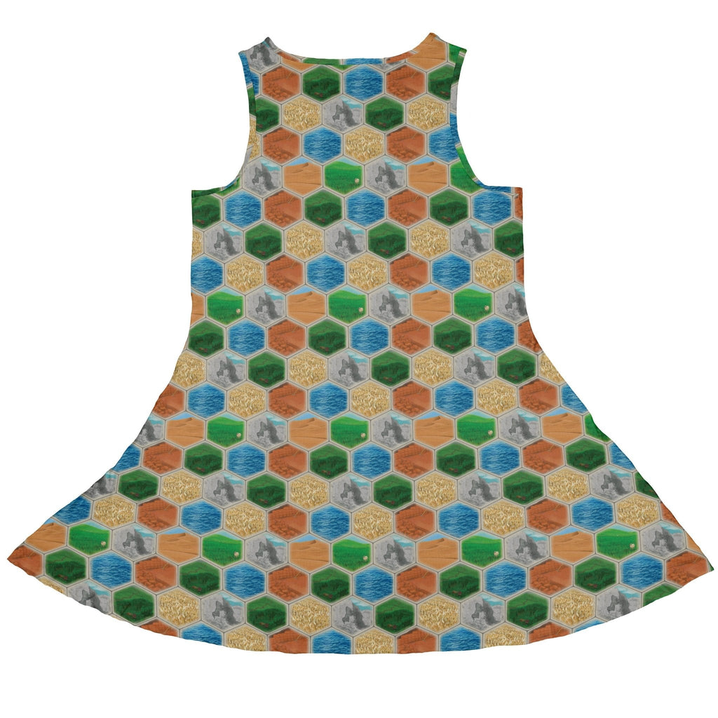 Hexagon Tile Board Game Dress Geek Nerd board game print Designs by Nathan lx - C