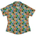 Hexagon Tile Board Game Curvy Button Up Shirt Geek Nerd board game print Designs by Nathan women