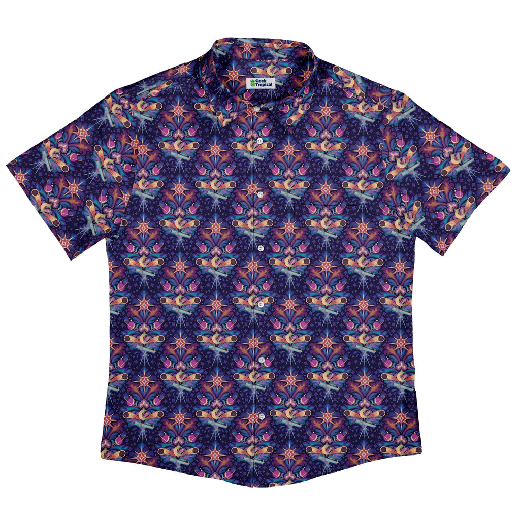 Hidden Astronomy Button Up Shirt Geek Nerd adult sizing Design by Brigid Ashwood outer space & astronaut print