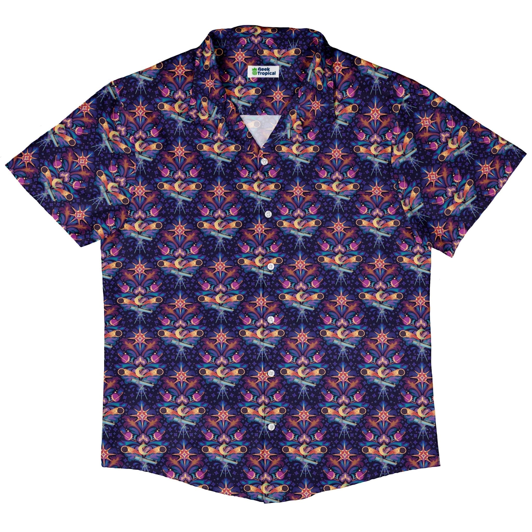 Hidden Astronomy Button Up Shirt Geek Nerd adult sizing Design by Brigid Ashwood outer space & astronaut print