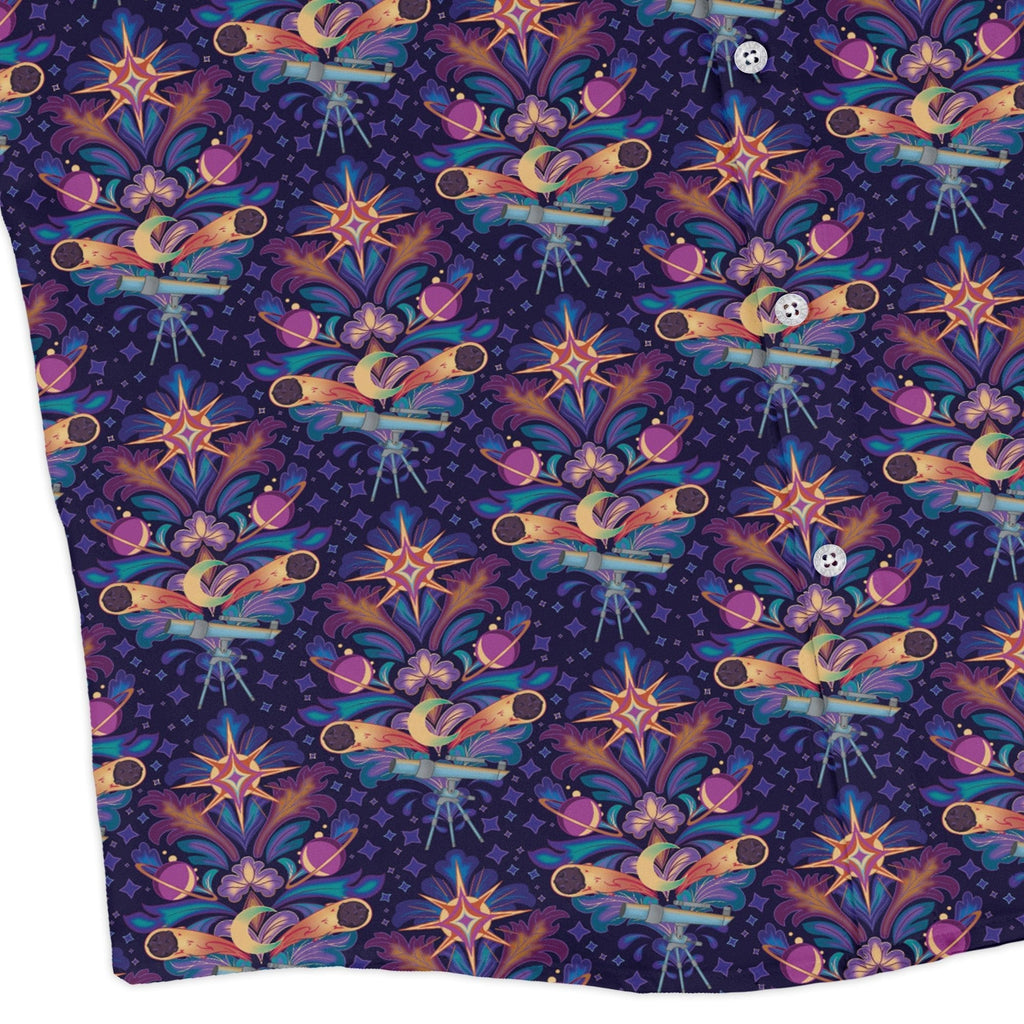 Hidden Astronomy Long Sleeve Button Up Shirt Geek Nerd adult sizing Design by Brigid Ashwood FLOW DESC WRITING