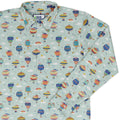 Hot Air Balloon Sky Long Sleeve Button Up Shirt Geek Nerd adult sizing Design by Zirkus Design FLOW DESC WRITING