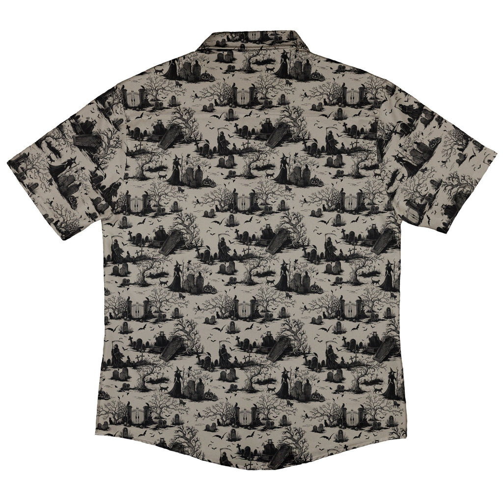 Huanted Graveyard Dark Button Up Shirt Geek Nerd 0925 adult sizing All Adult Button Up Shirts