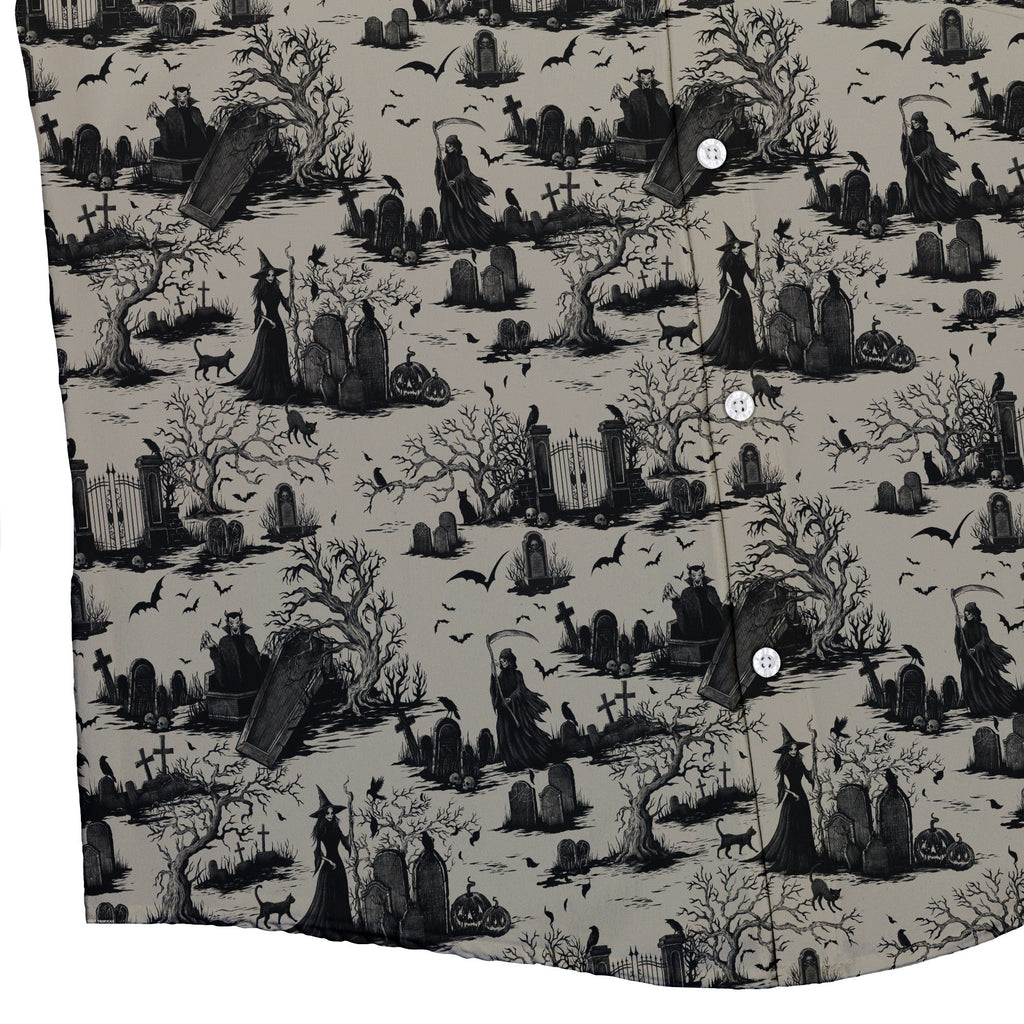 Huanted Graveyard Dark Button Up Shirt Geek Nerd 0925 adult sizing All Adult Button Up Shirts