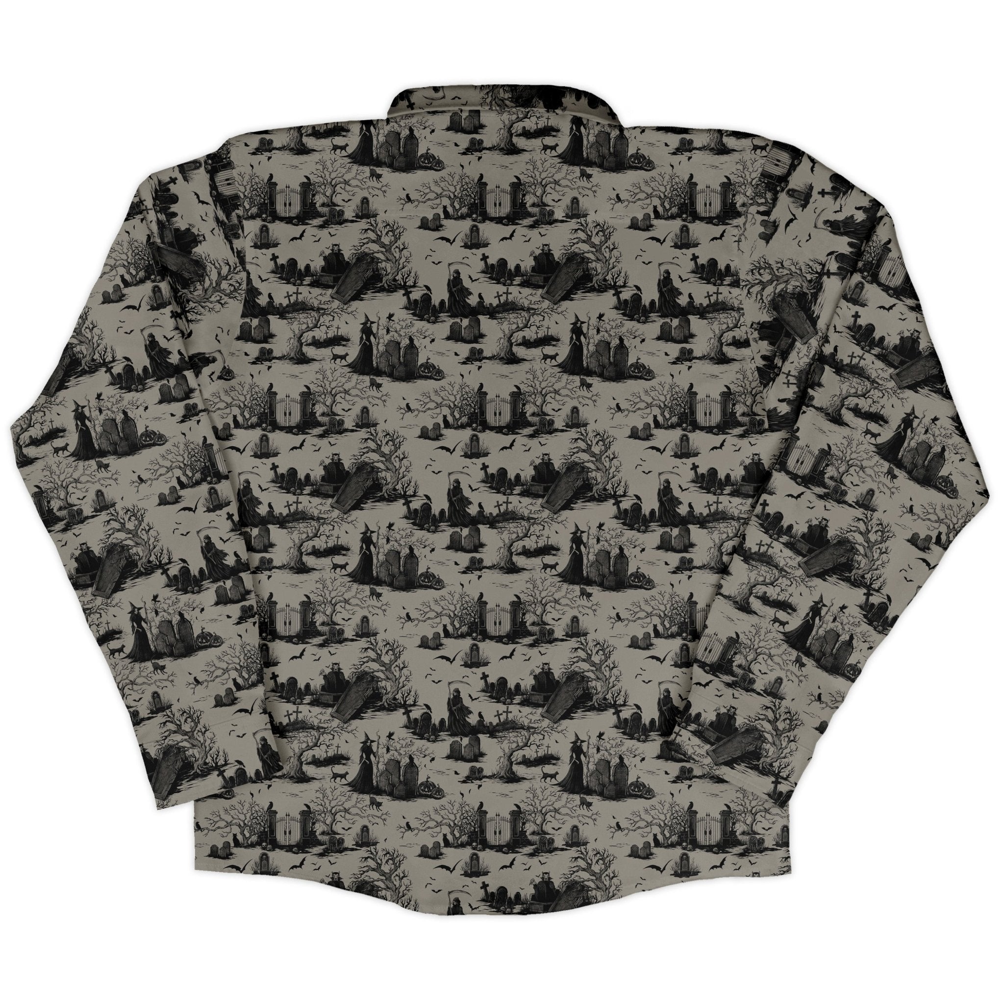 Huanted Graveyard Dark Long Sleeve Button Up Shirt Geek Nerd 0925 adult sizing All Adult Button Up Shirts