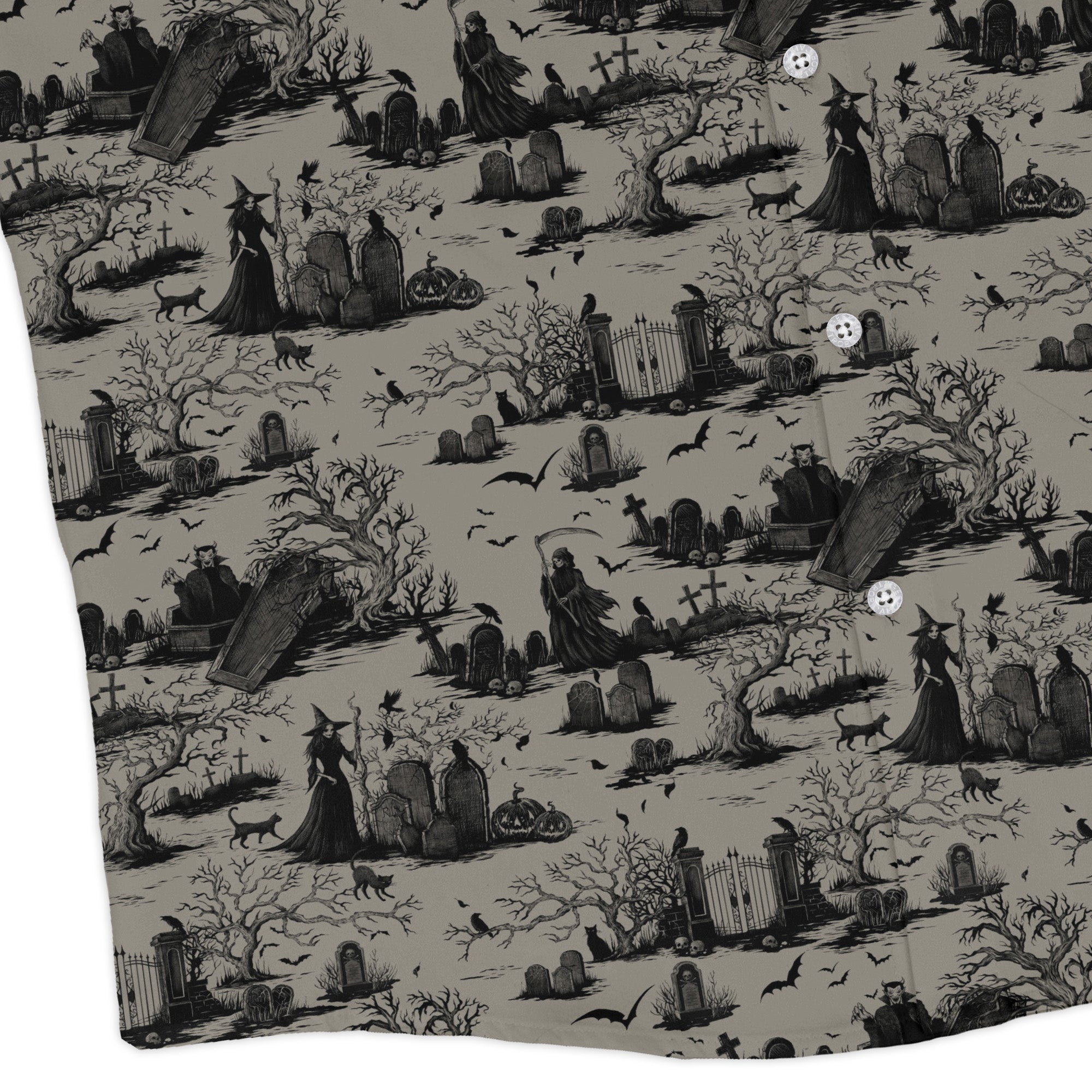 Huanted Graveyard Dark Long Sleeve Button Up Shirt Geek Nerd 0925 adult sizing All Adult Button Up Shirts