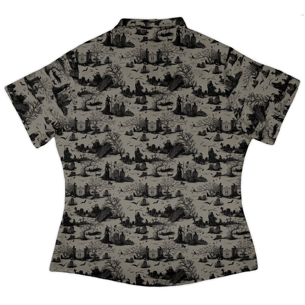 Huanted Graveyard Dark Curvy Button Up Shirt Geek Nerd 0925 All Adult Button Up Shirts Design by Episodic