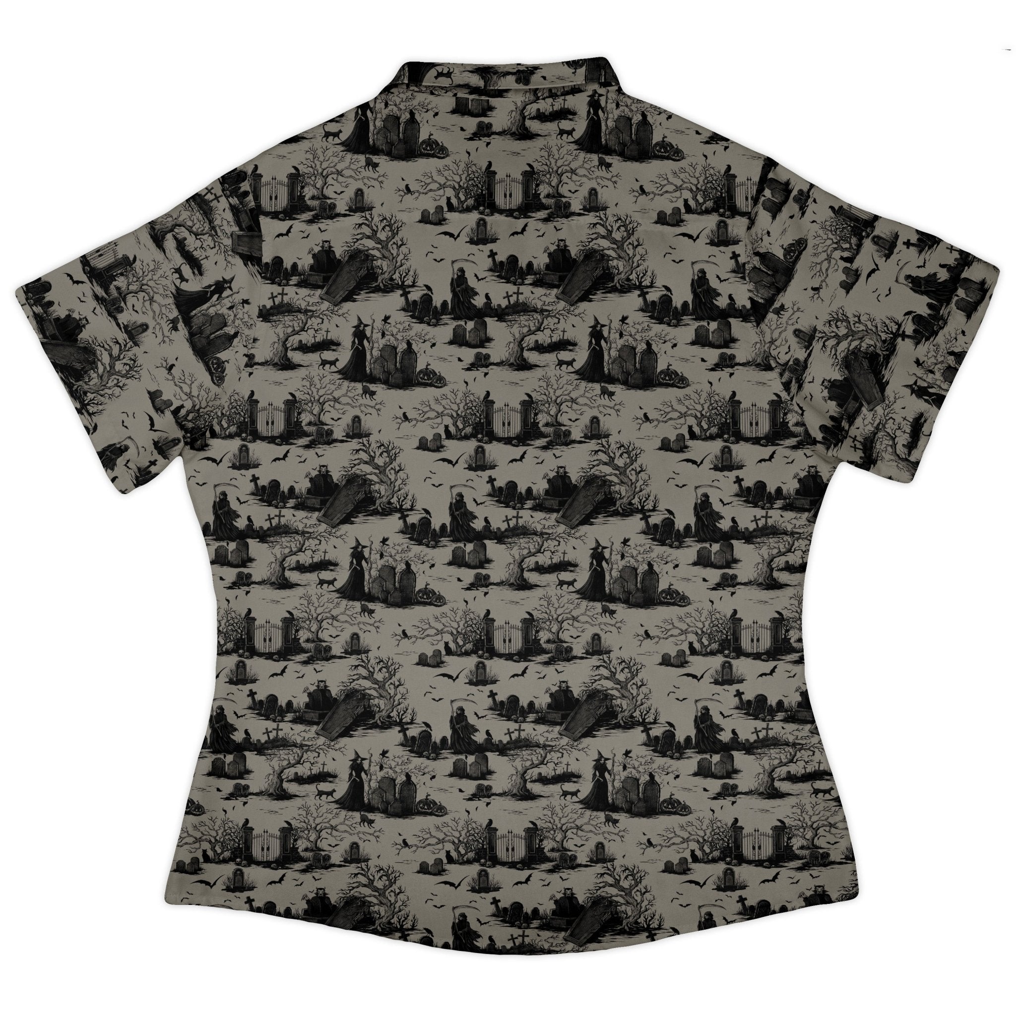Huanted Graveyard Dark Curvy Button Up Shirt Geek Nerd 0925 All Adult Button Up Shirts Design by Episodic