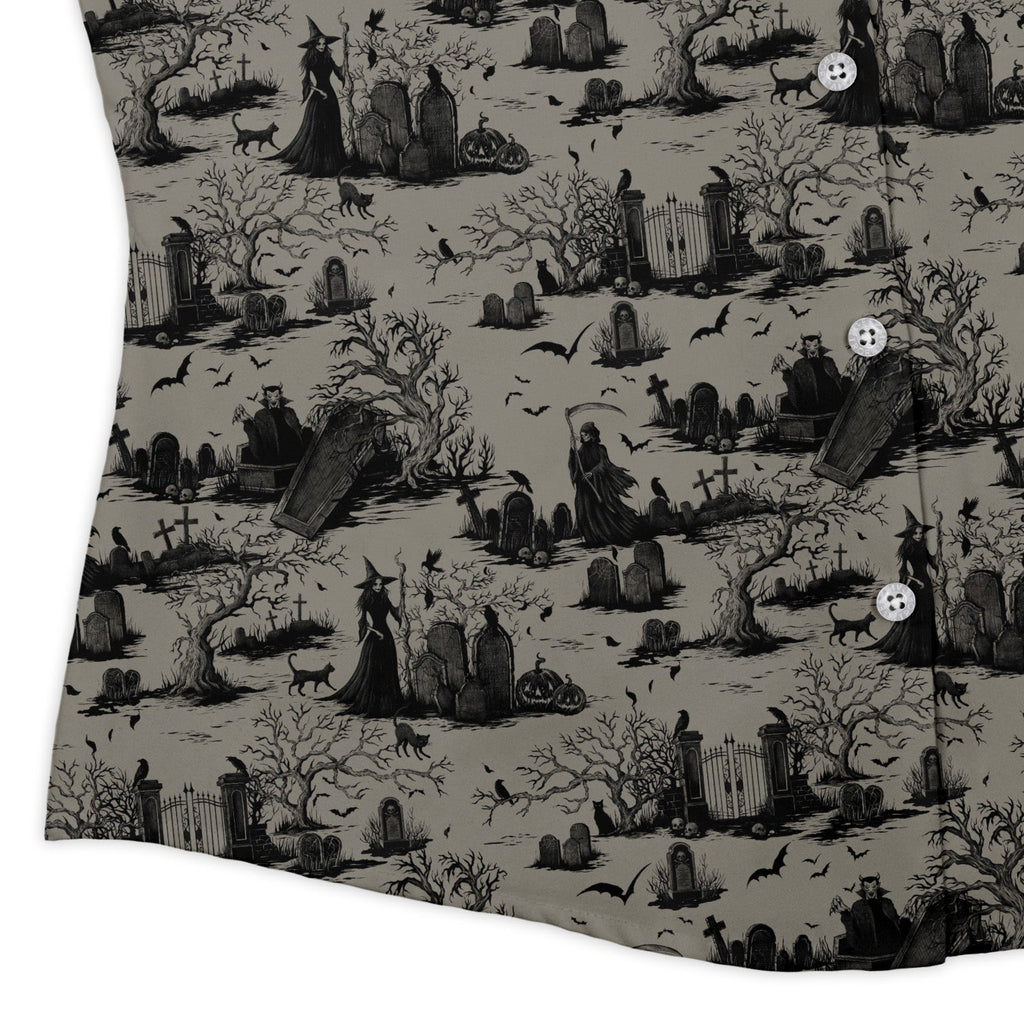 Huanted Graveyard Dark Curvy Button Up Shirt Geek Nerd 0925 All Adult Button Up Shirts Design by Episodic
