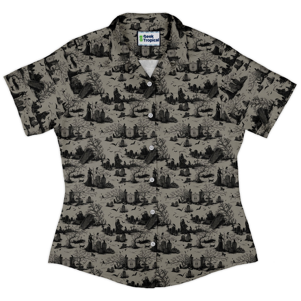 Huanted Graveyard Dark Curvy Button Up Shirt Geek Nerd 0925 All Adult Button Up Shirts Design by Episodic