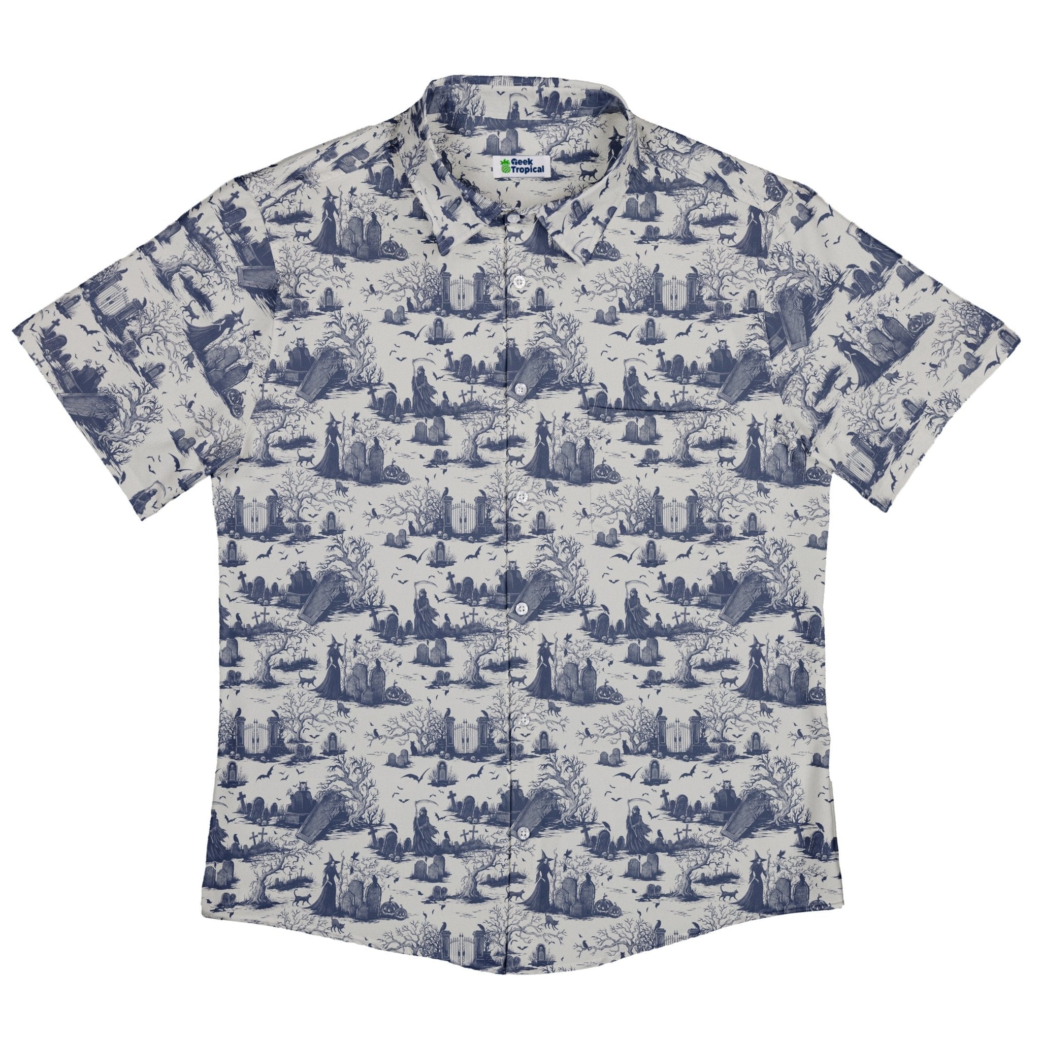 Huanted Graveyard Light Button Up Shirt Geek Nerd 0925 adult sizing All Adult Button Up Shirts