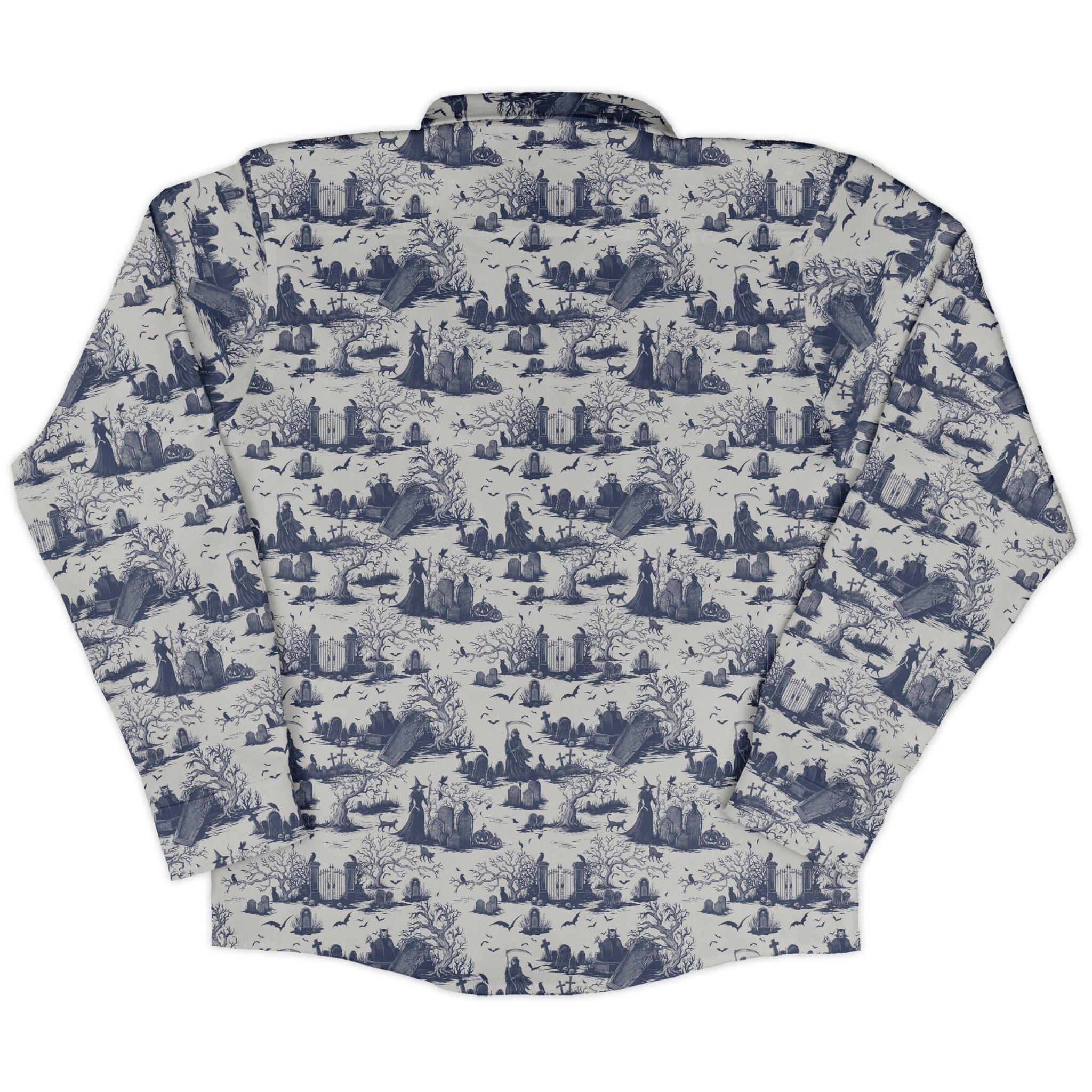 Huanted Graveyard Light Long Sleeve Button Up Shirt Geek Nerd 0925 adult sizing All Adult Button Up Shirts