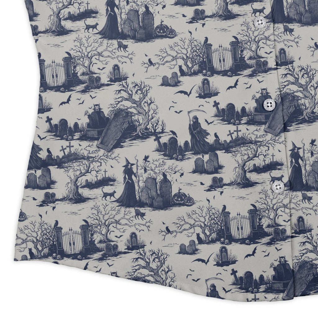 Huanted Graveyard Light Curvy Button Up Shirt Geek Nerd 0925 All Adult Button Up Shirts Design by Episodic