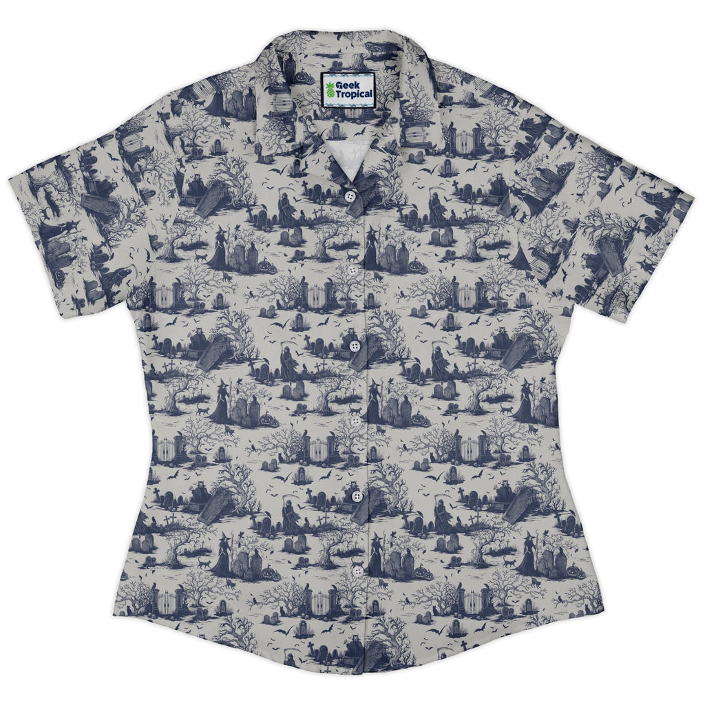 Huanted Graveyard Light Curvy Button Up Shirt Geek Nerd 0925 All Adult Button Up Shirts Design by Episodic