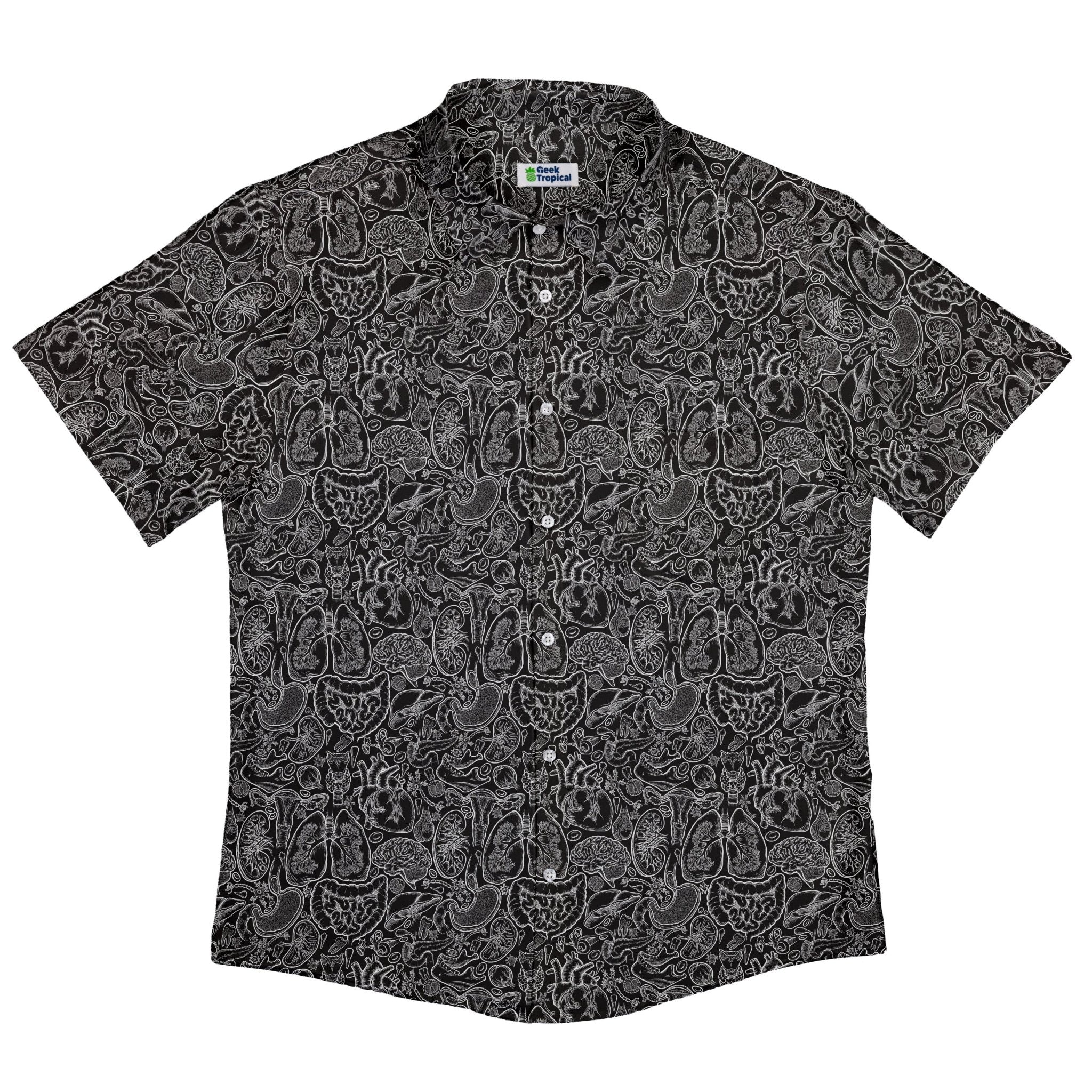 Nerdy Human Anatomy Black Button Up Shirt