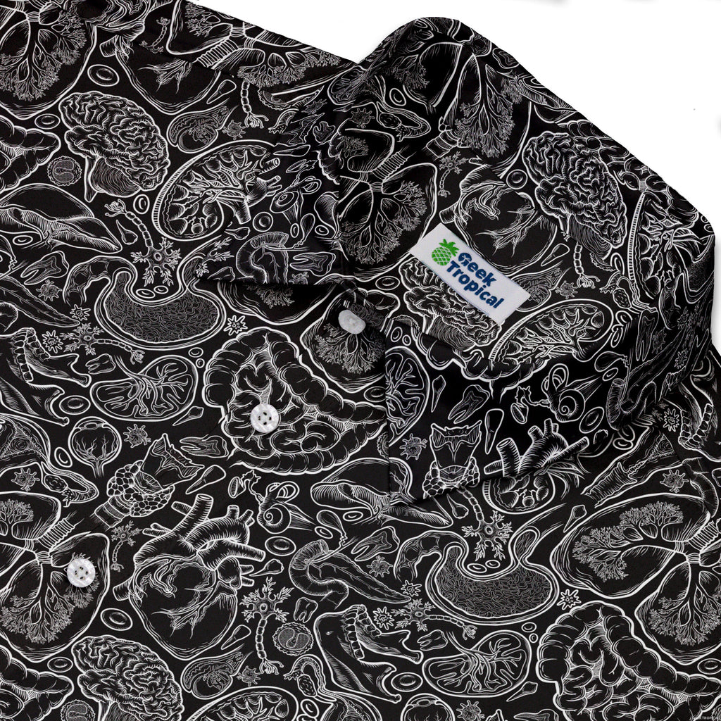Nerdy Human Anatomy Black Button Up Shirt