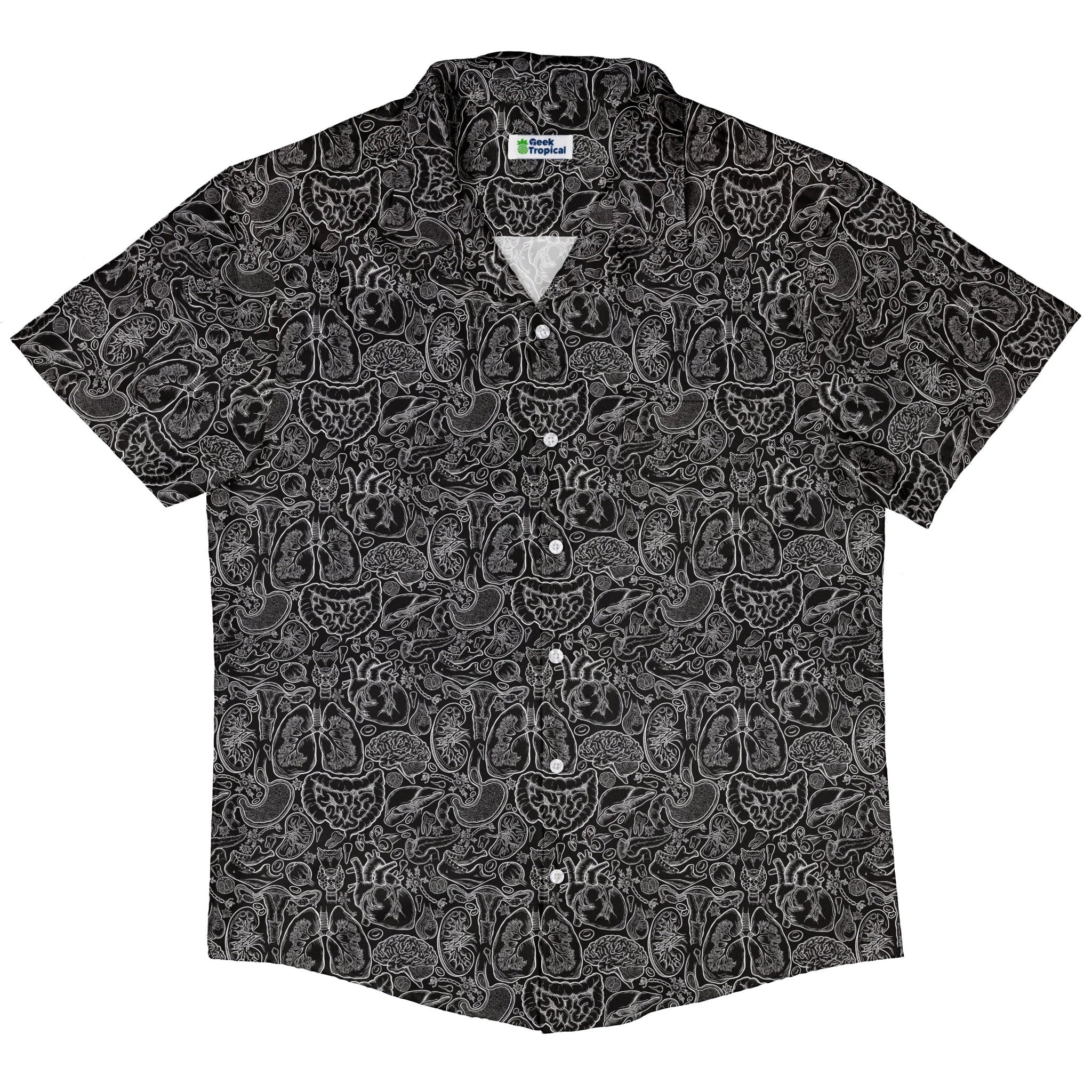 Nerdy Human Anatomy Black Button Up Shirt